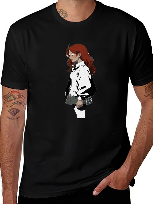 Anime Girl Graphic Black T-Shirt