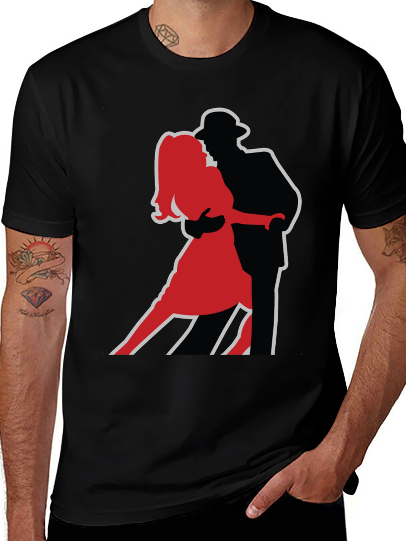 Dancing Duo Graphic T-Shirt - Black