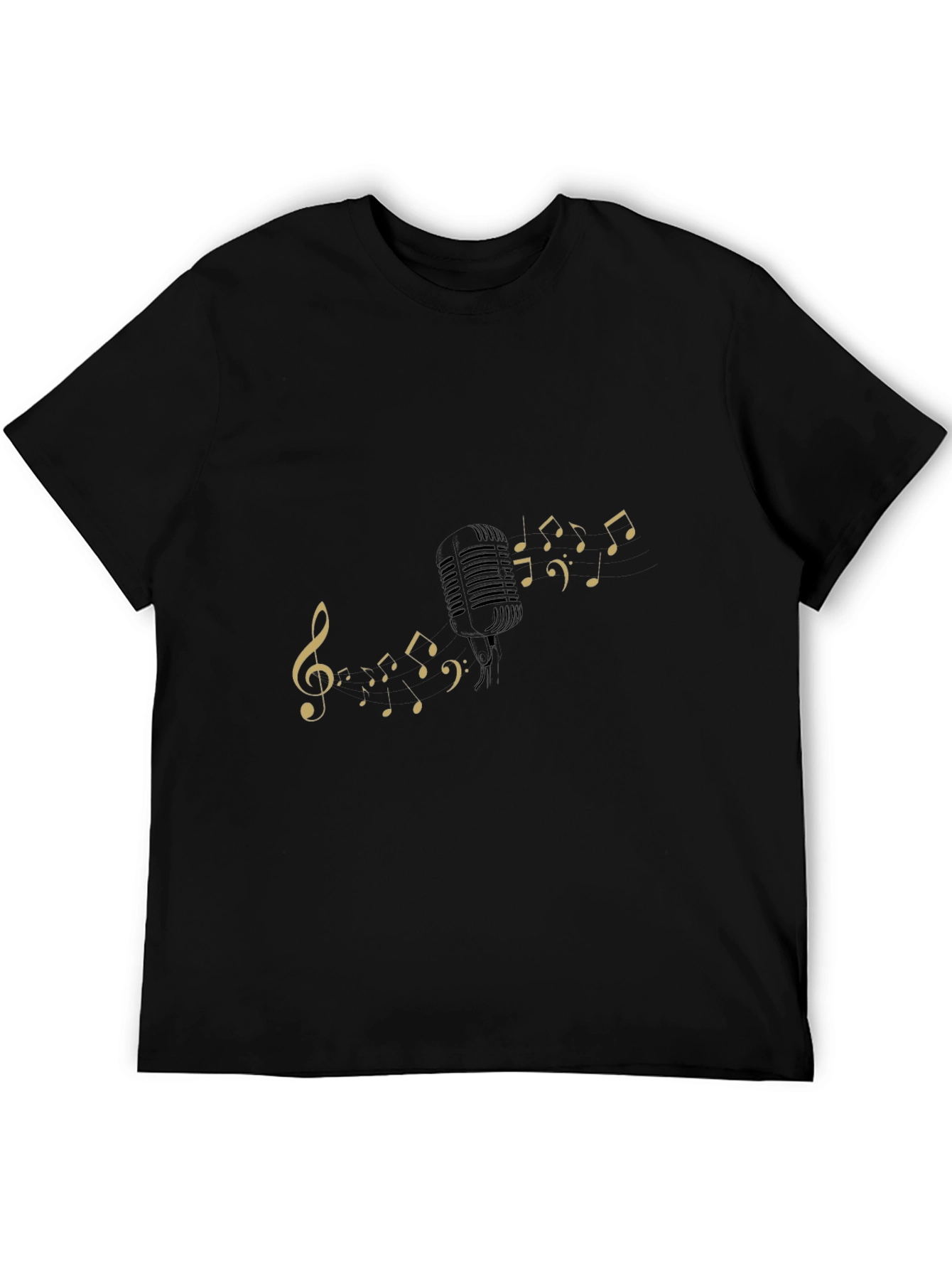 Musical Notes Graphic Black T-Shirt