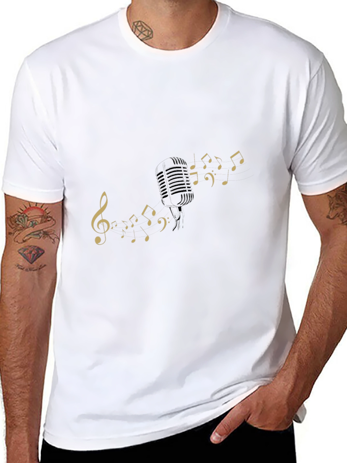 Musical Notes Graphic Black T-Shirt