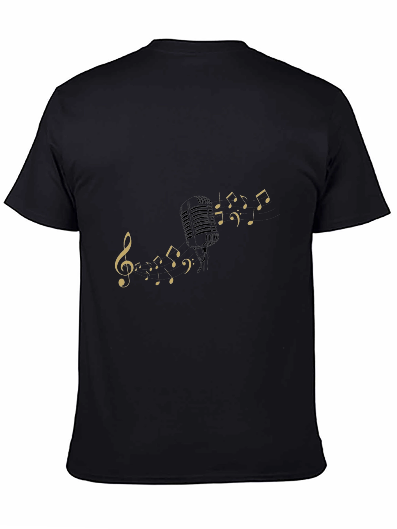 Musical Notes Graphic Black T-Shirt