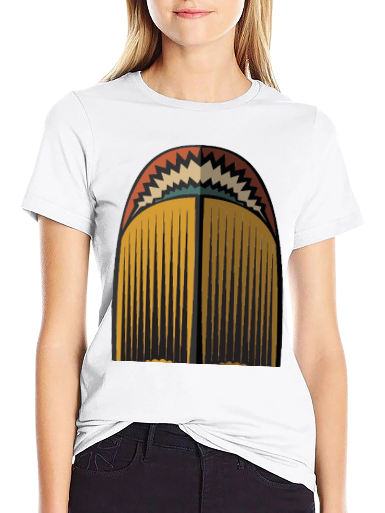 Retro Geometric Tassel Graphic Tee