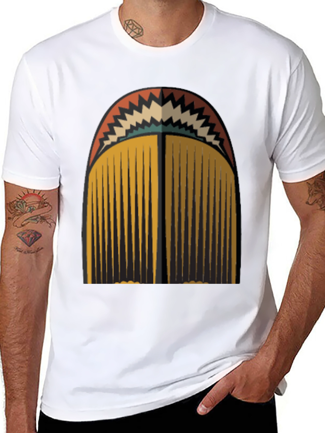 Retro Geometric Tassel Graphic Tee
