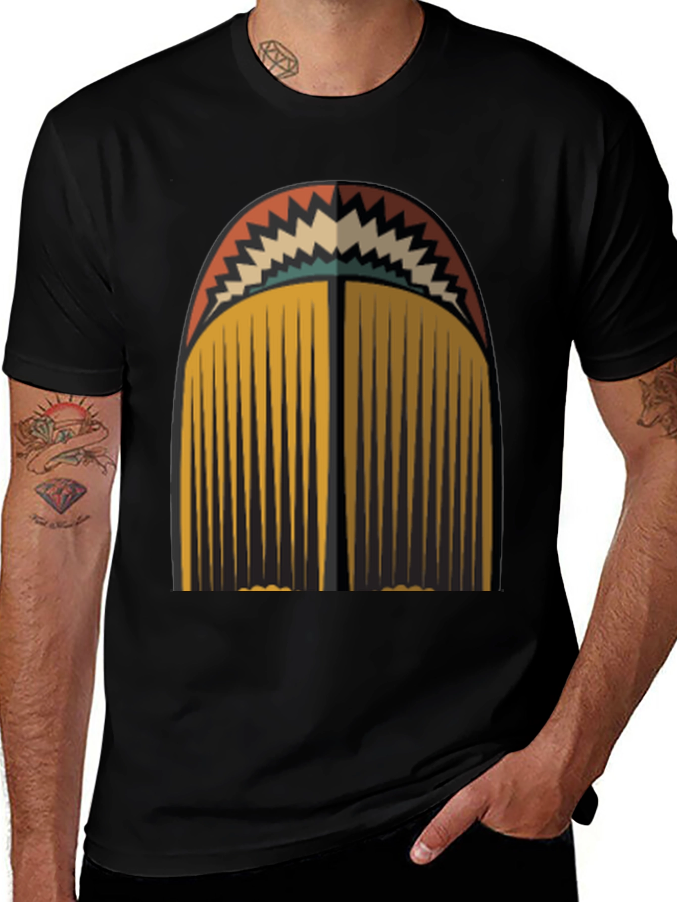 Retro Geometric Tassel Graphic Tee