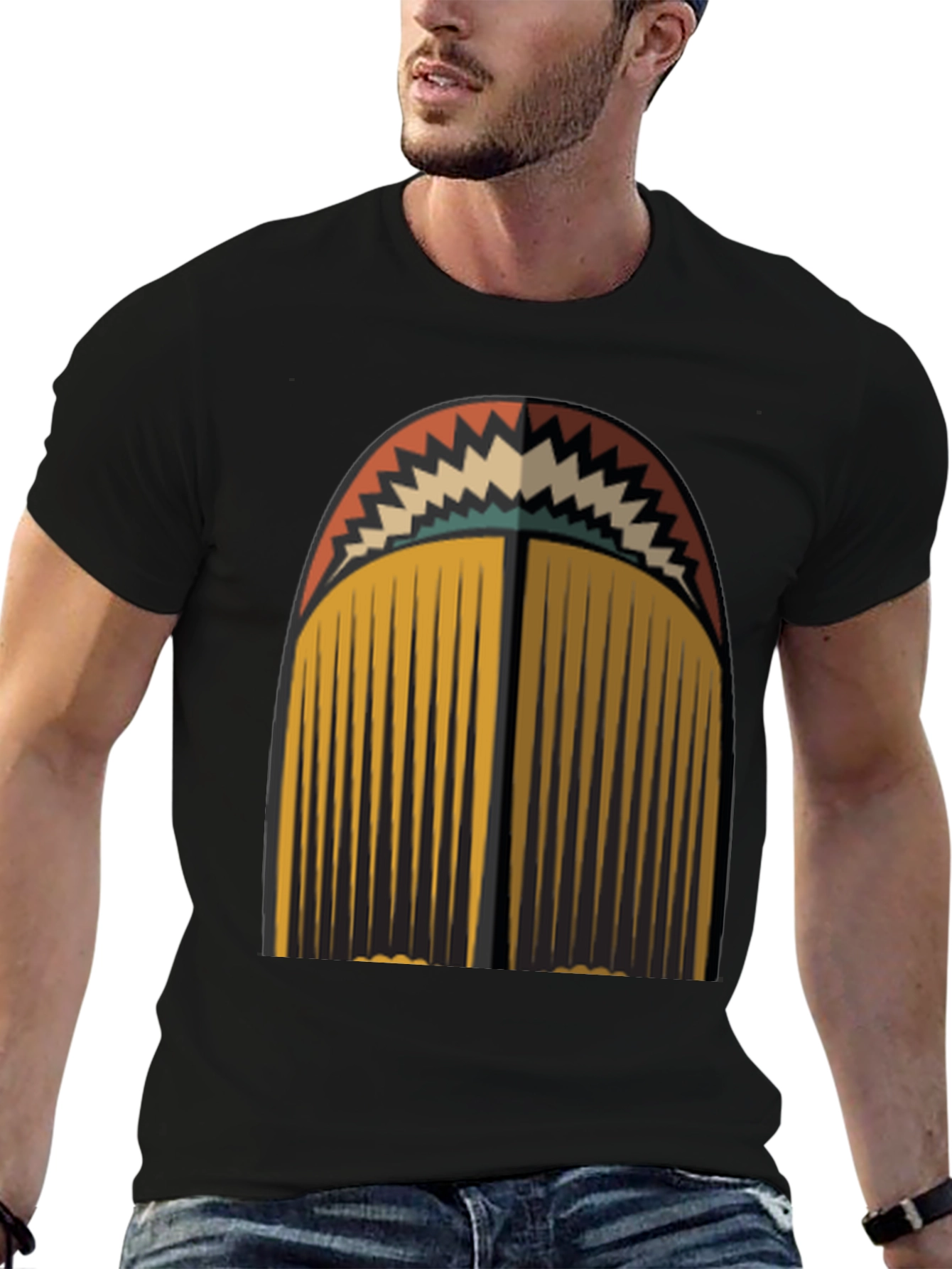 Retro Geometric Tassel Graphic Tee