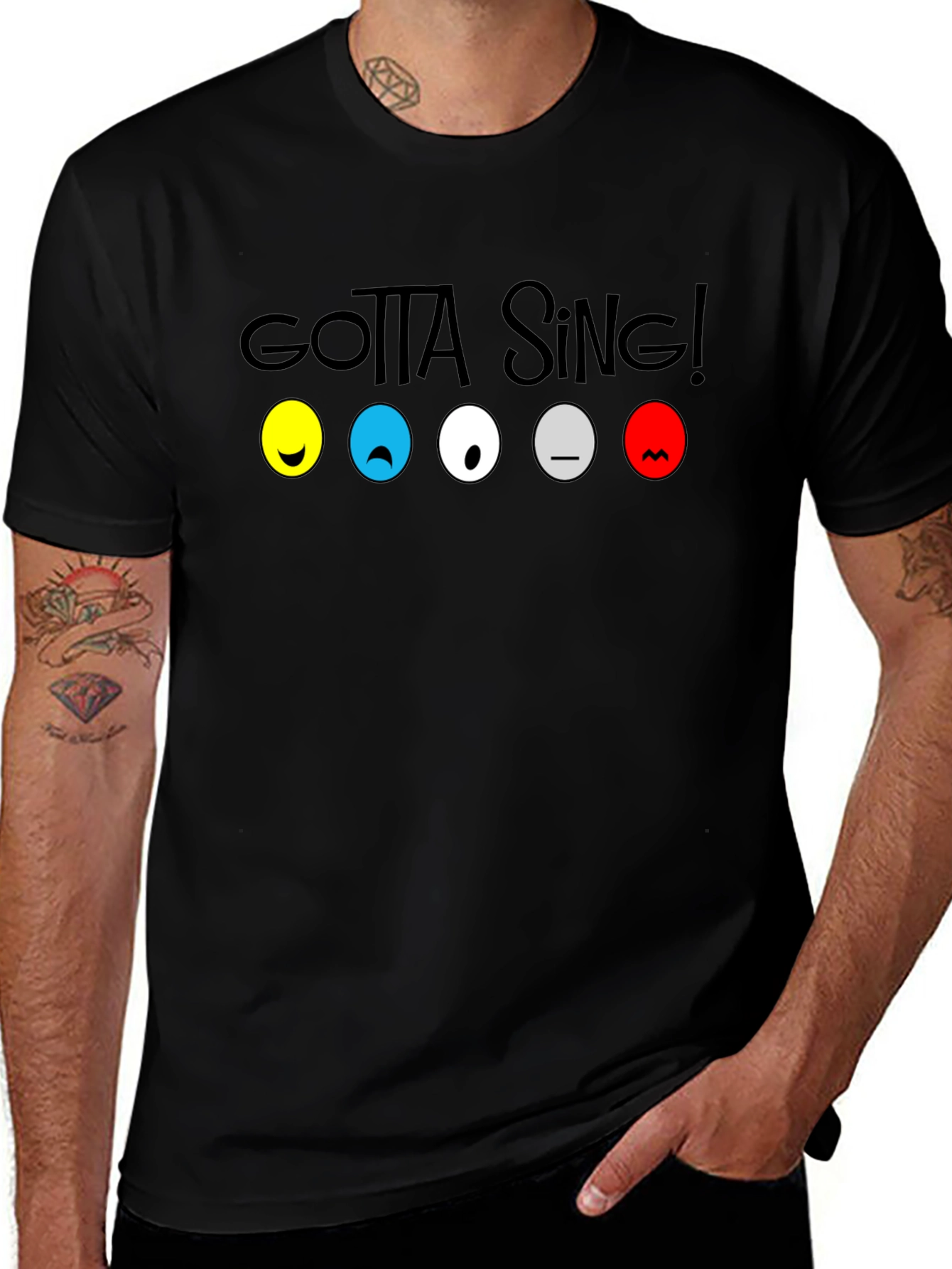 Gotta Sing! Emoji Graphic Tee - Black