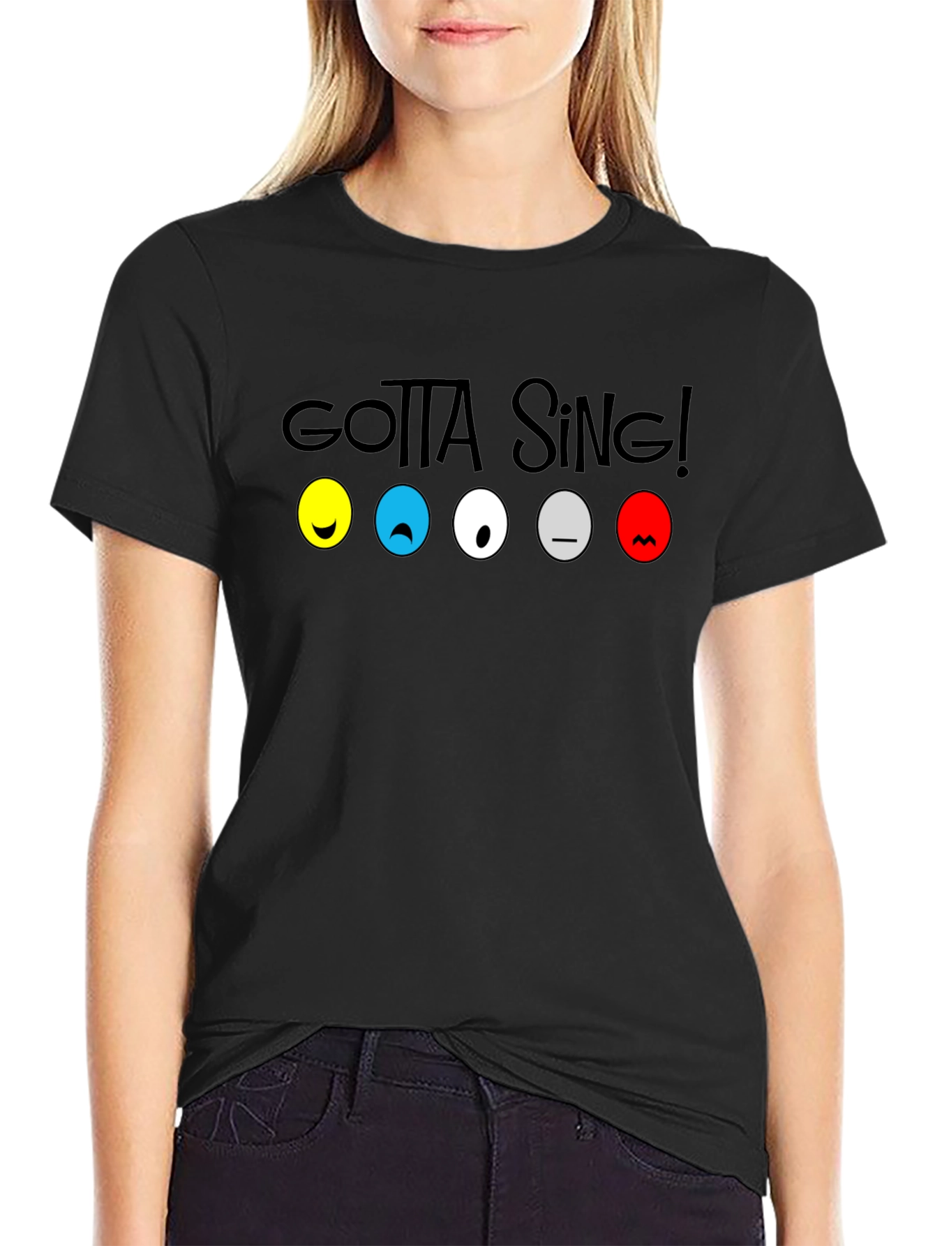 Gotta Sing! Emoji Graphic Tee - Black