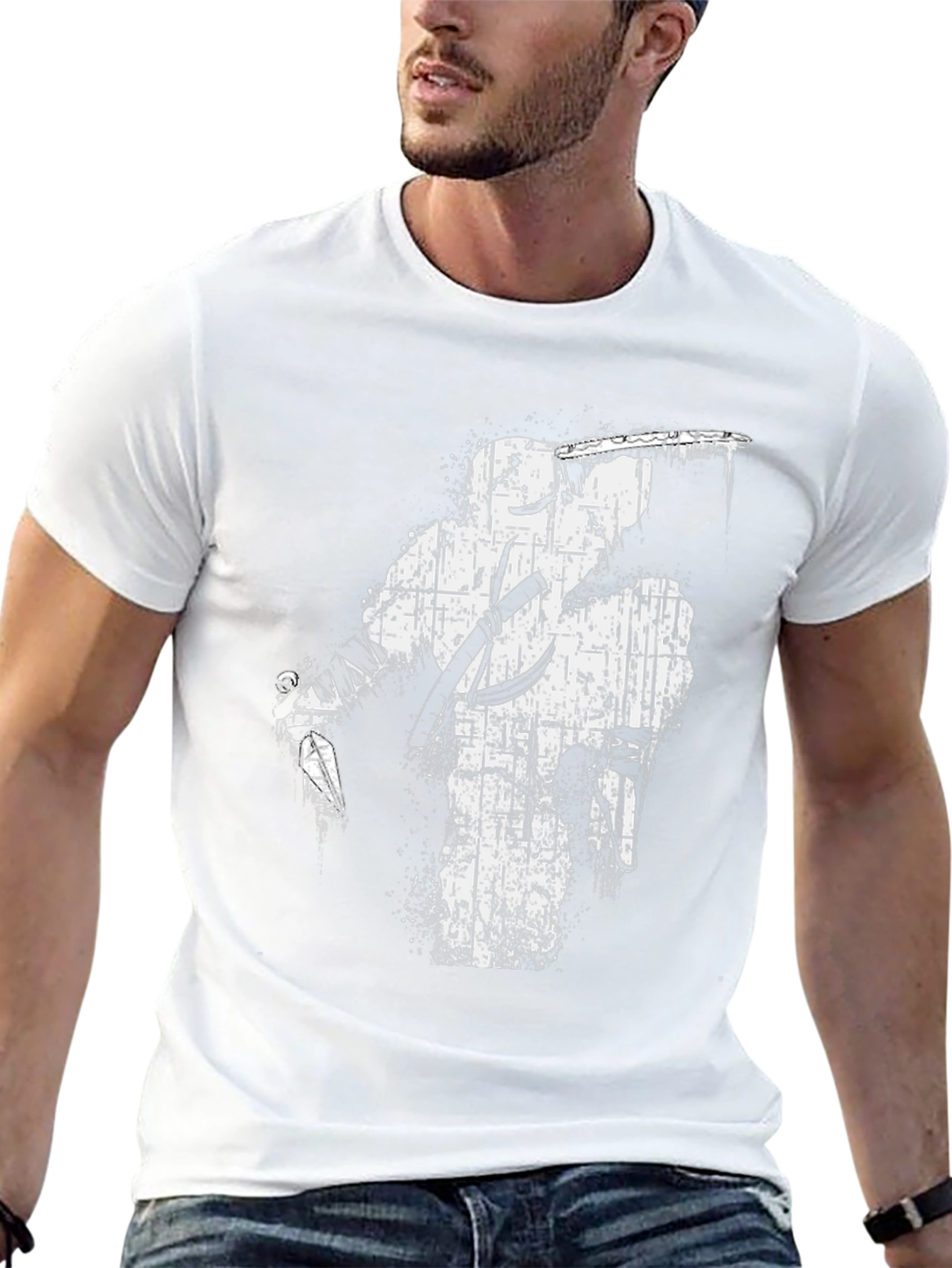 Distressed Ninja Graphic Black T-Shirt