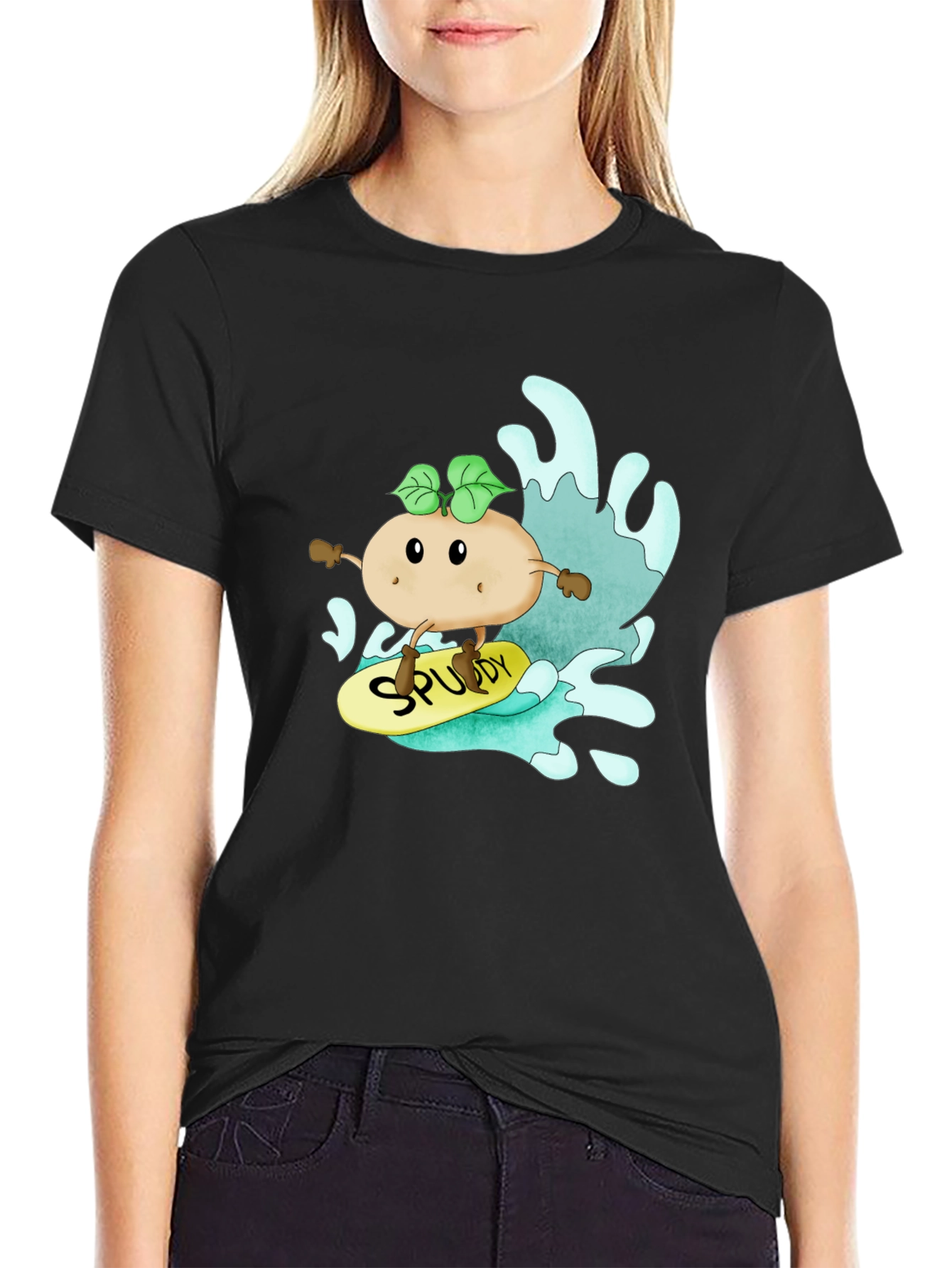 Surfing Spuddy T-Shirt - Black