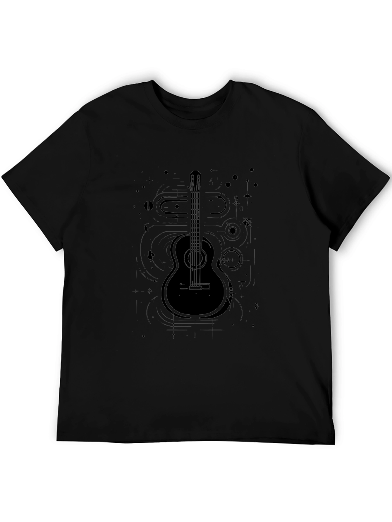 Guitar Graphic Tee - Black Musical Design