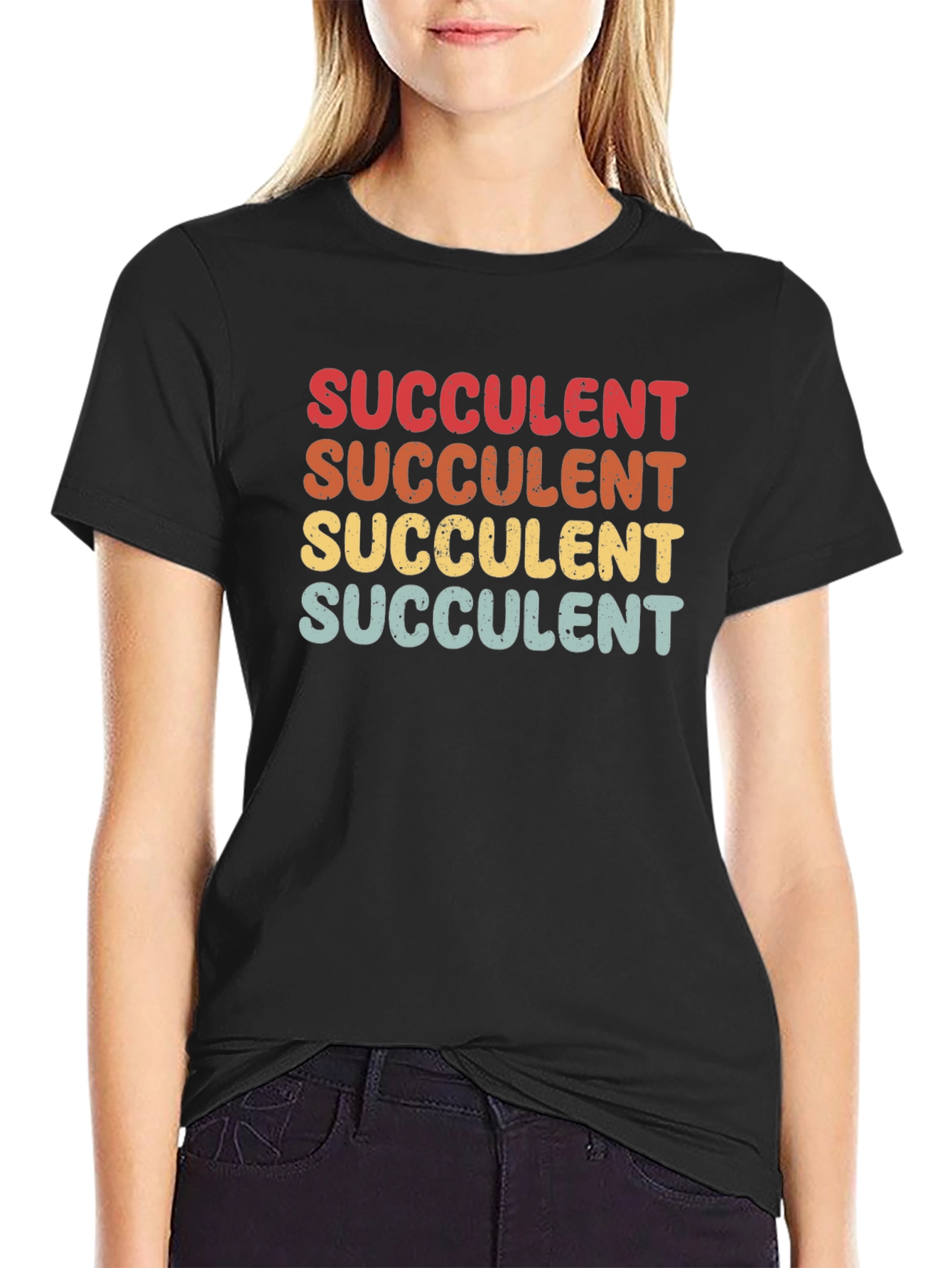 Retro Succulent Graphic Tee - Black