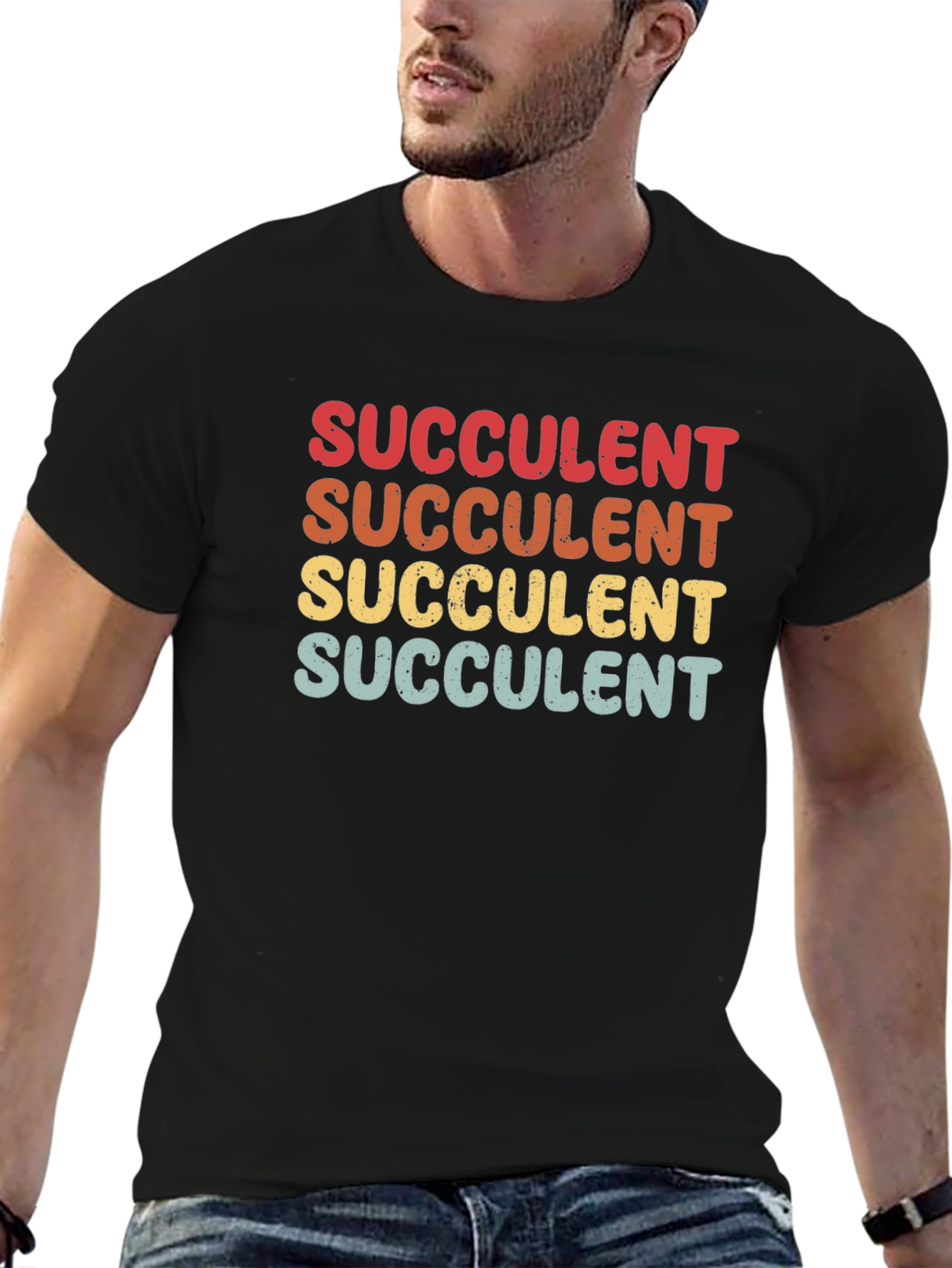 Retro Succulent Graphic Tee - Black
