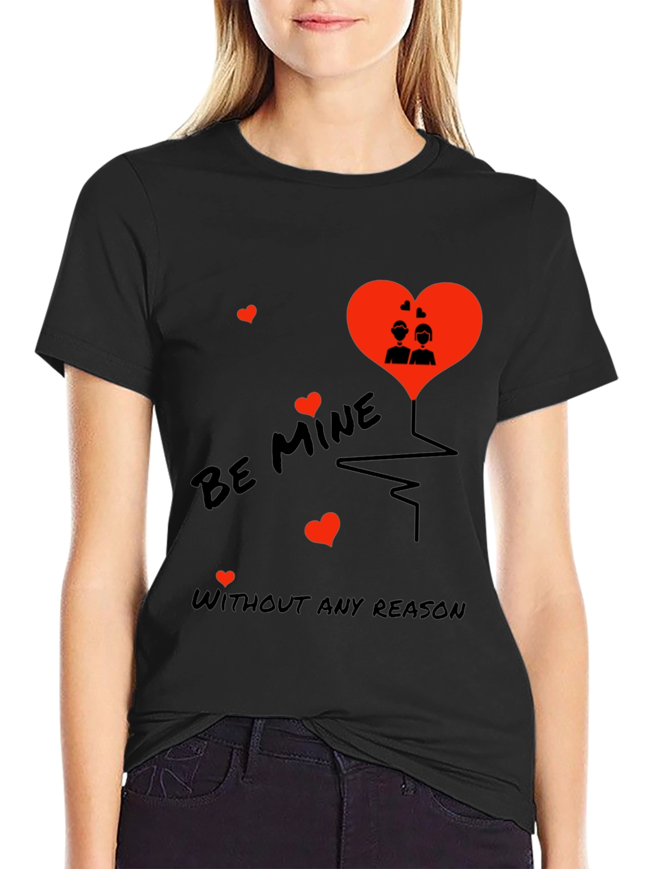 Romantic Be Mine Black T-Shirt