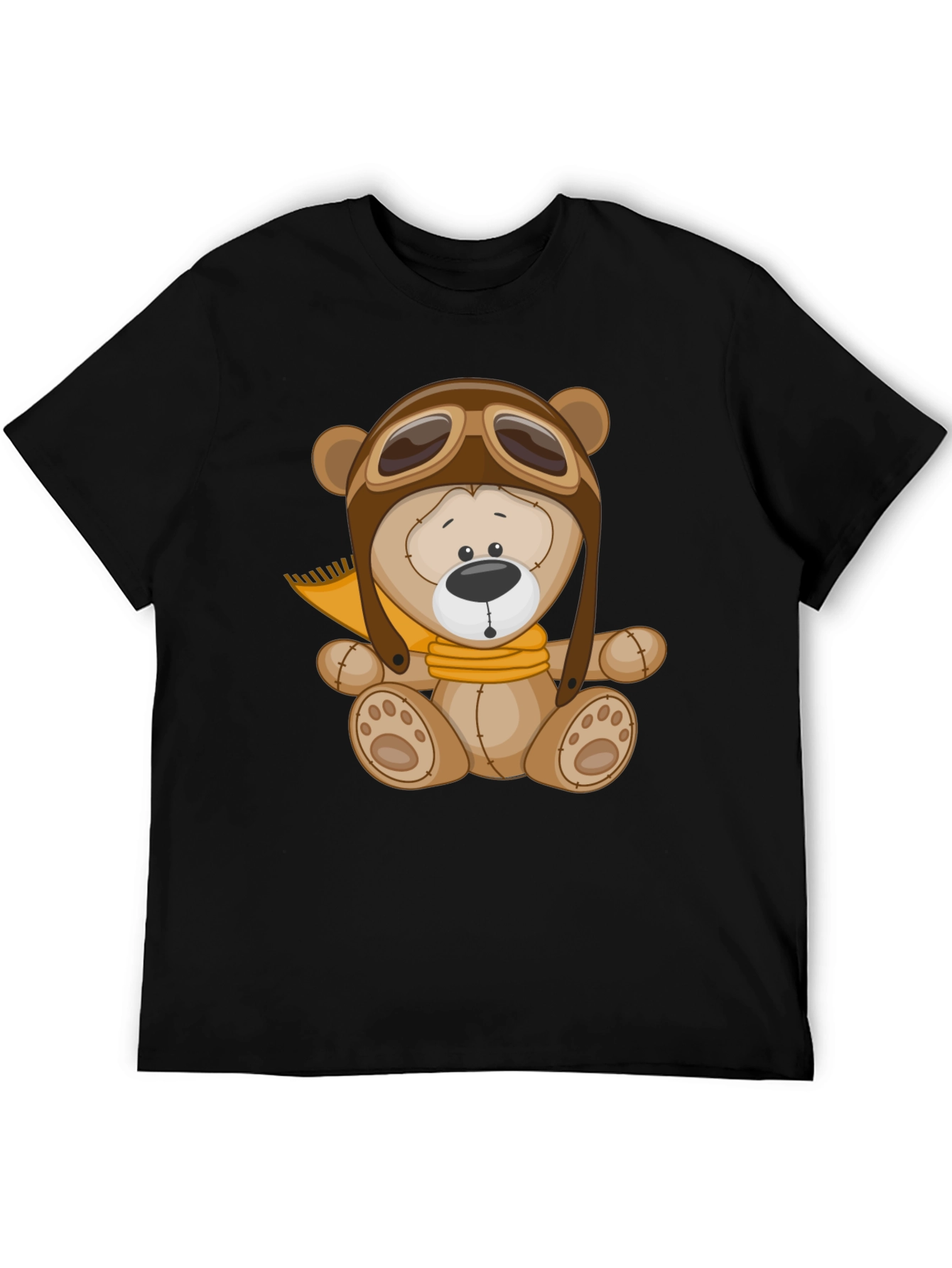 Aviator Bear T-Shirt - Black Cotton Graphic Tee