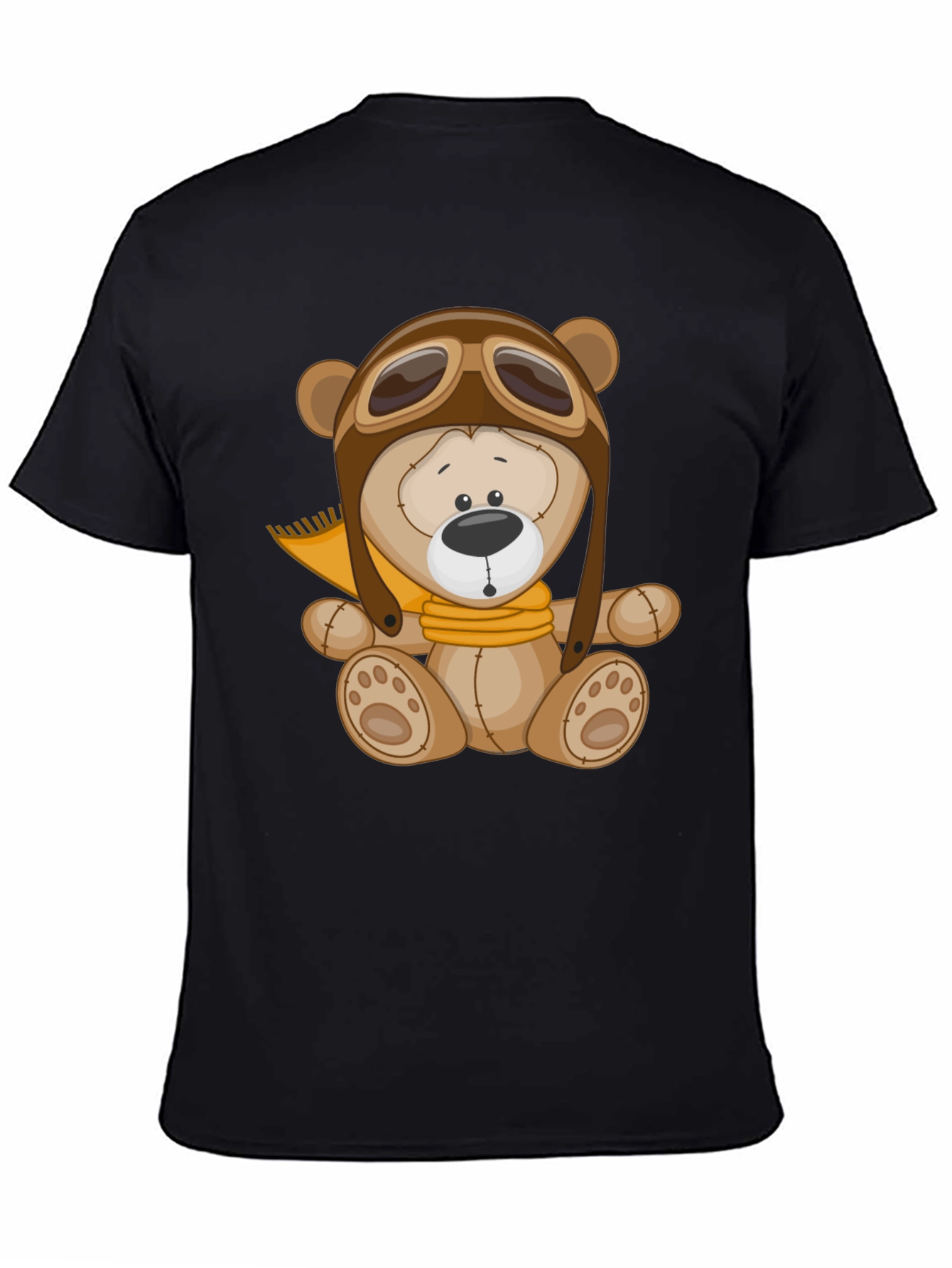 Aviator Bear T-Shirt - Black Cotton Graphic Tee