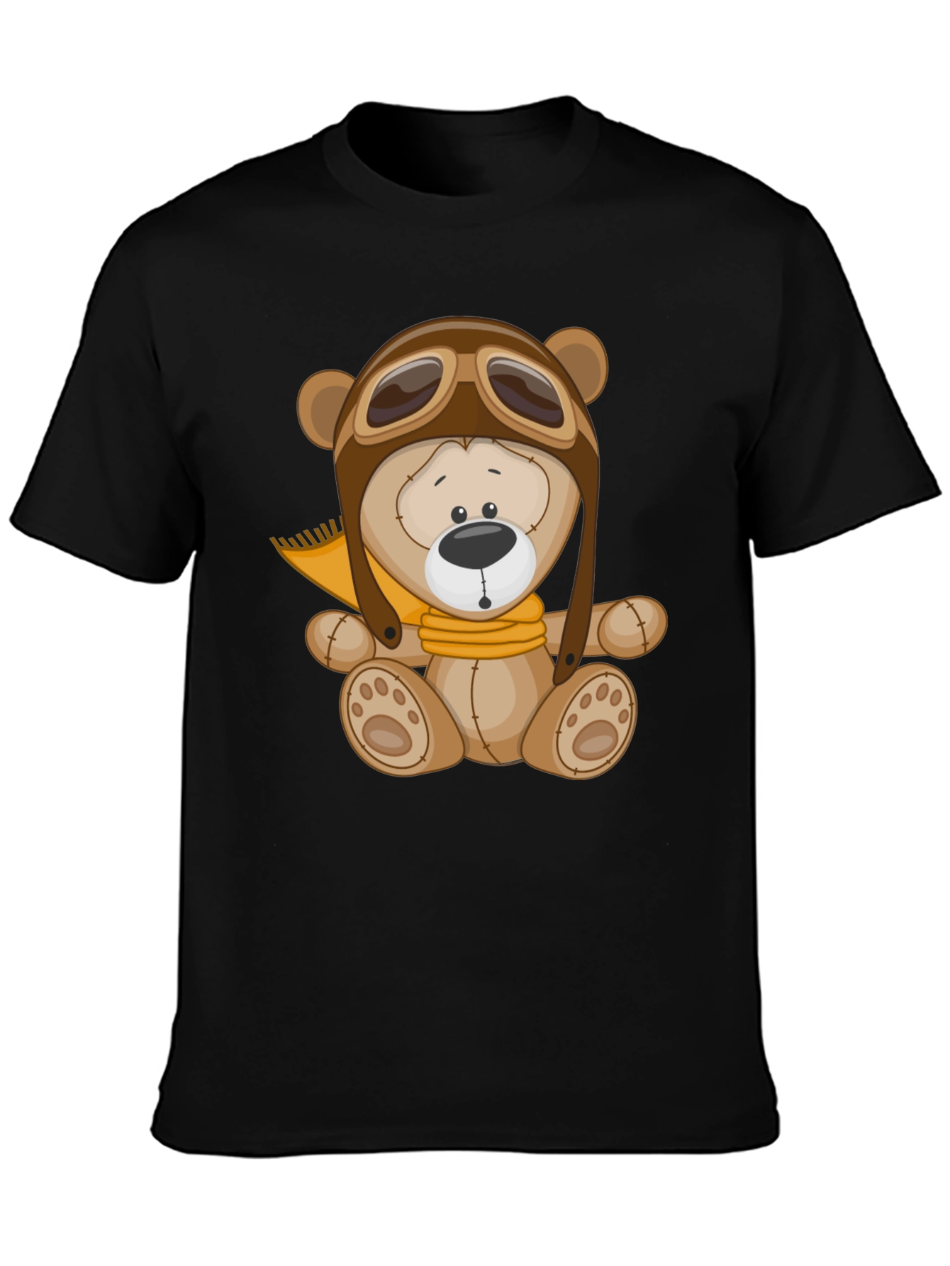 Aviator Bear T-Shirt - Black Cotton Graphic Tee