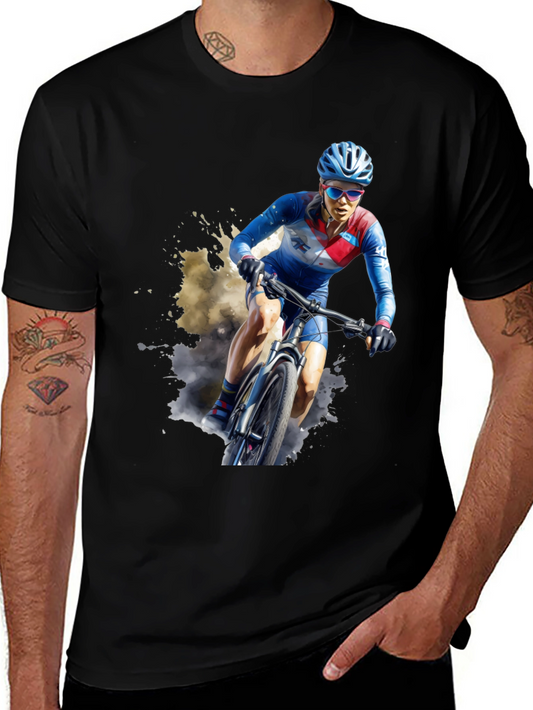 Cyclist Graphic Tee - Sporty & Stylish Black T-Shirt