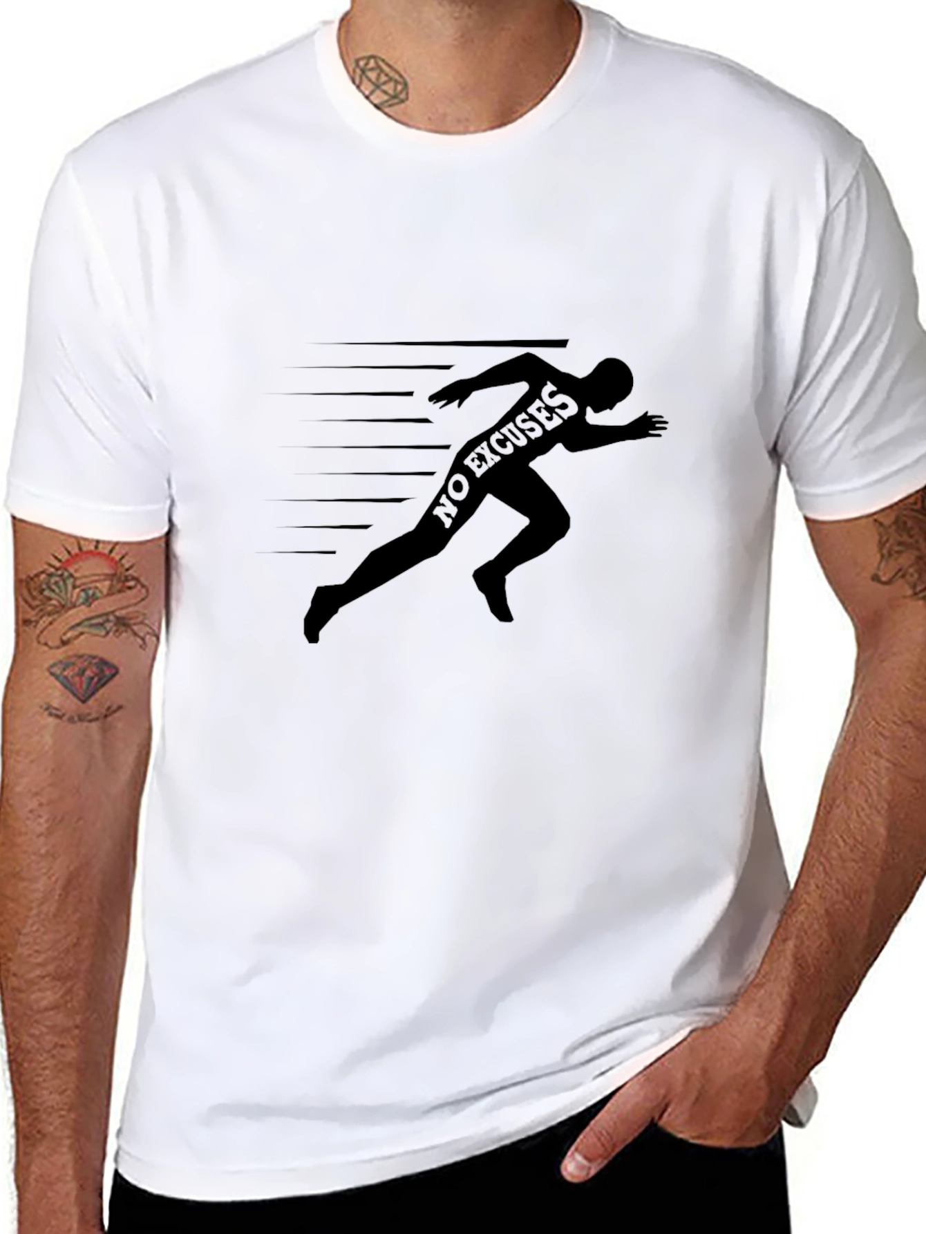Mens Black No Excuses Graphic Tee