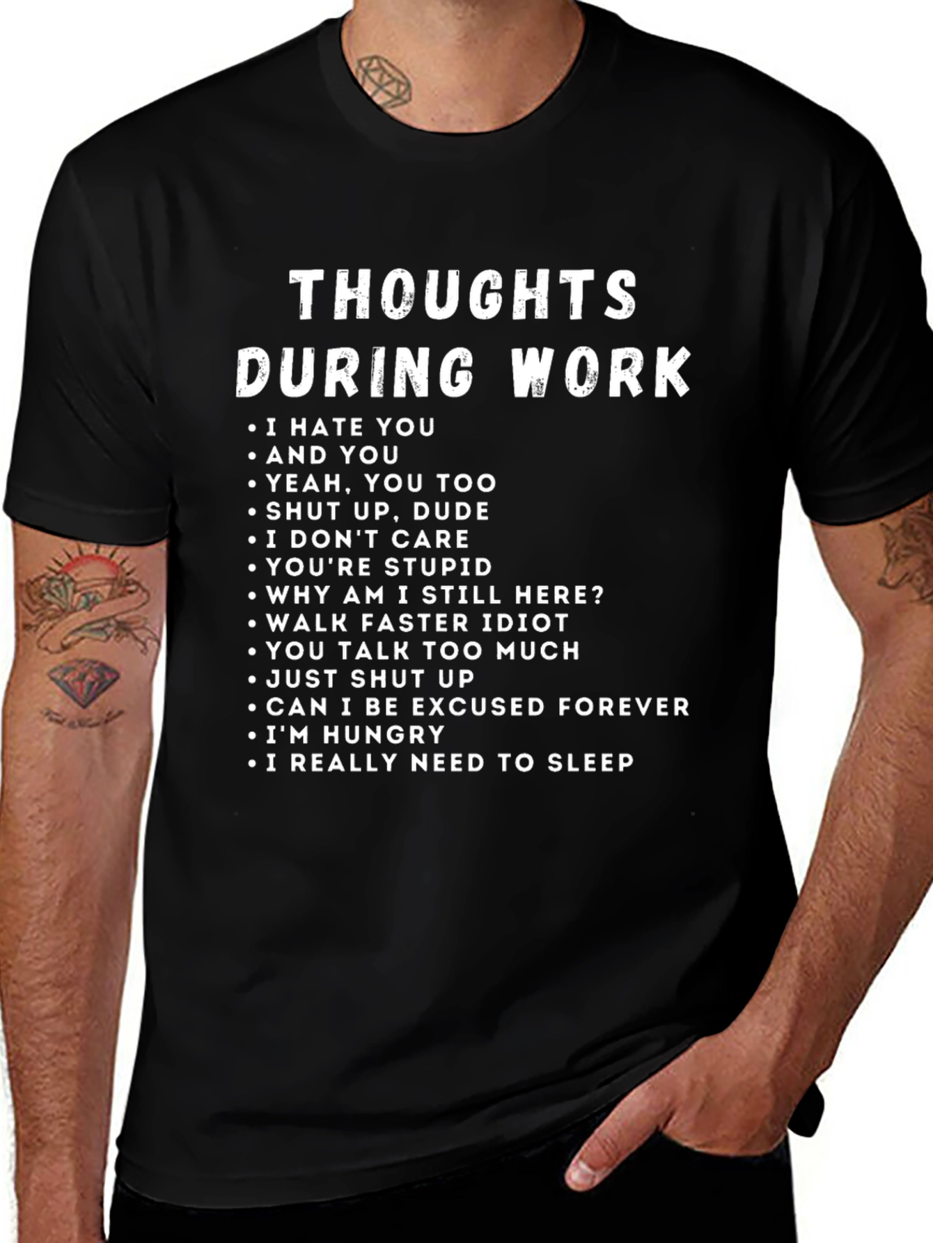 Thoughts During Work Graphic T-Shirt - Black