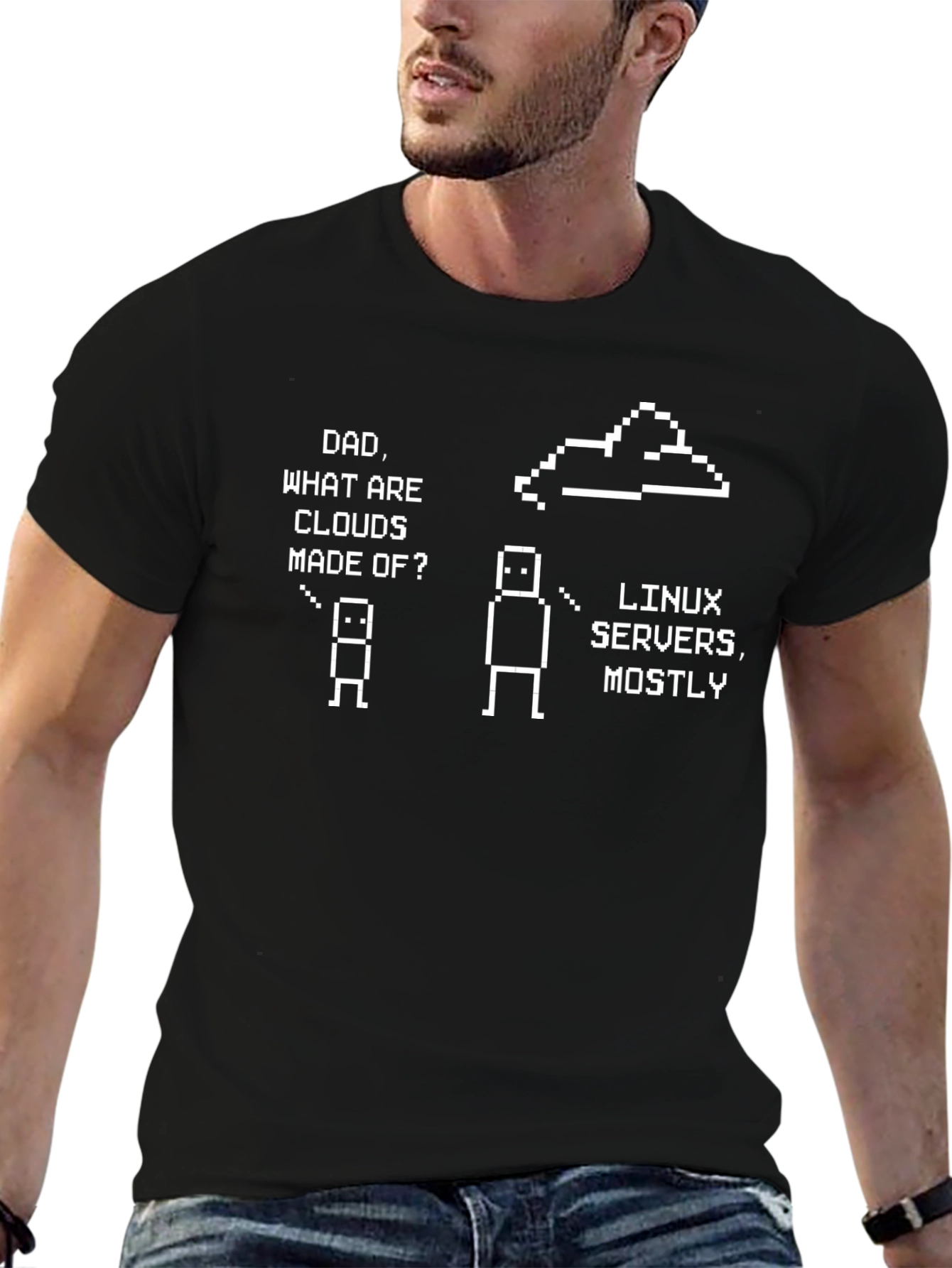 Linux Servers Cloud Dad Joke Black T-Shirt
