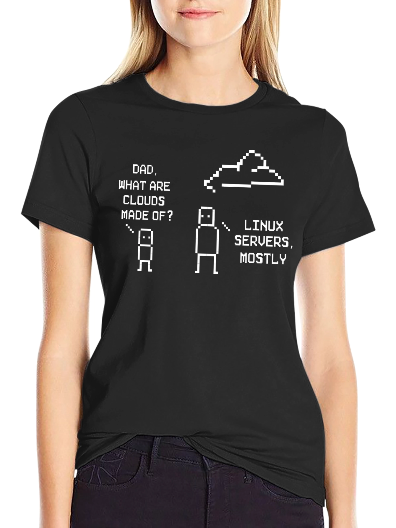 Linux Servers Cloud Dad Joke Black T-Shirt