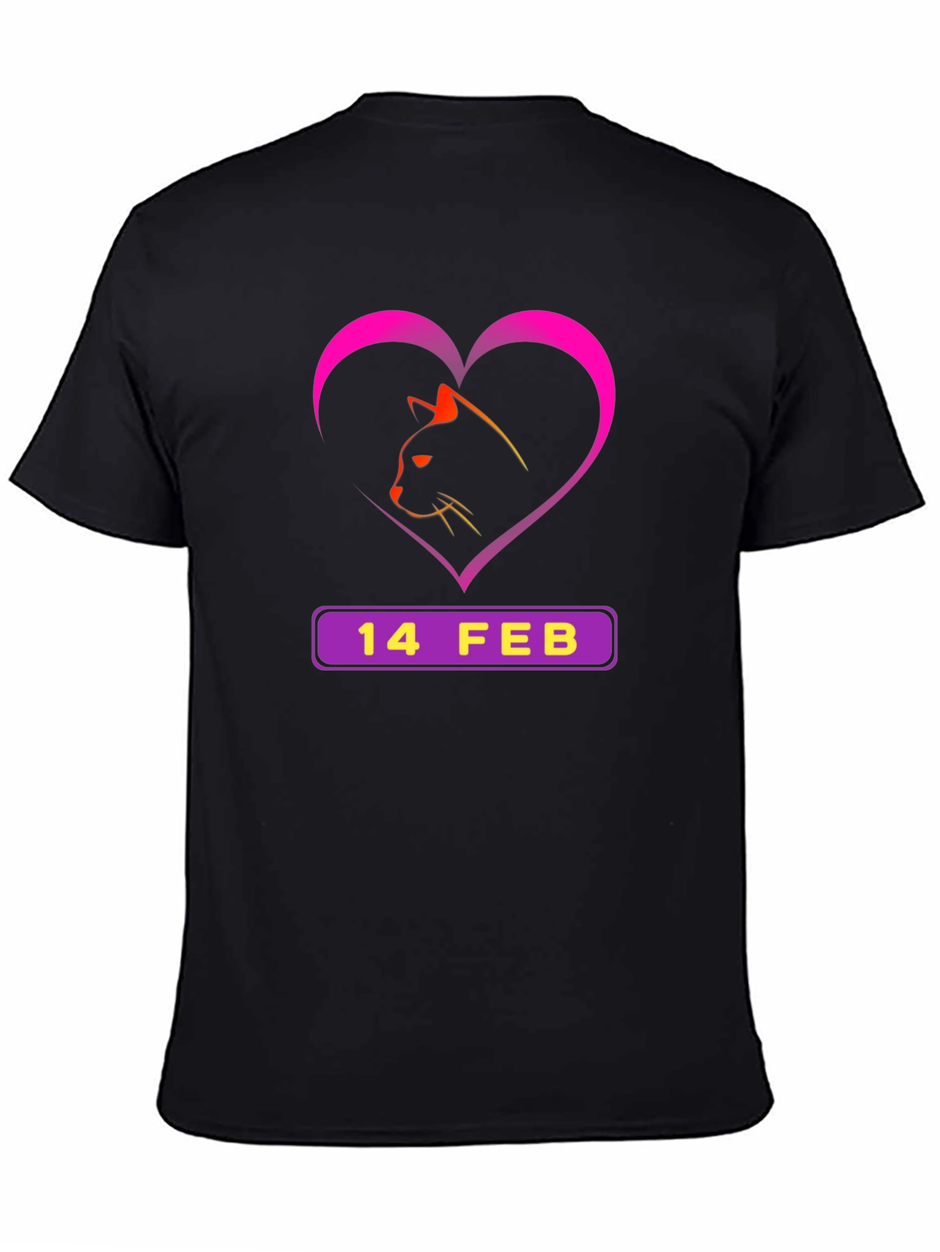 Valentines Day Cat T-Shirt - 14 Feb Heart Design