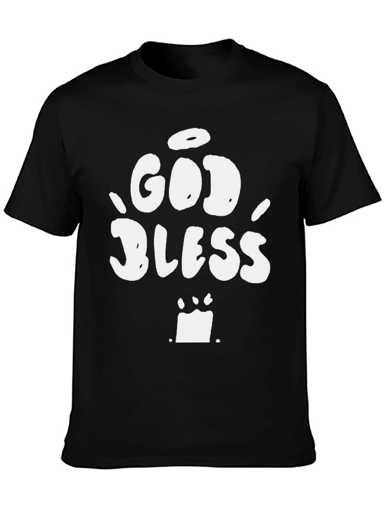 God Bless Graphic Print Tee - Casual Black T-Shirt