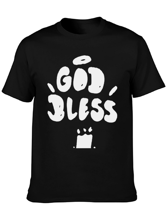 God Bless Graphic Print Tee - Casual Black T-Shirt