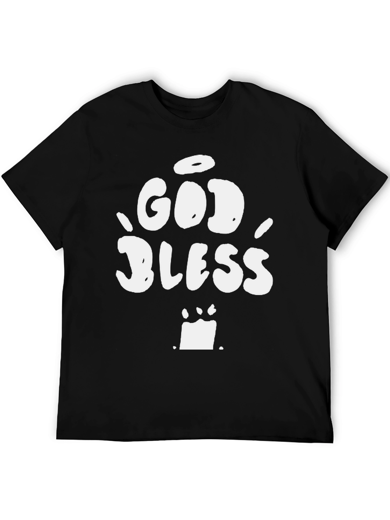 God Bless Graphic Print Tee - Casual Black T-Shirt