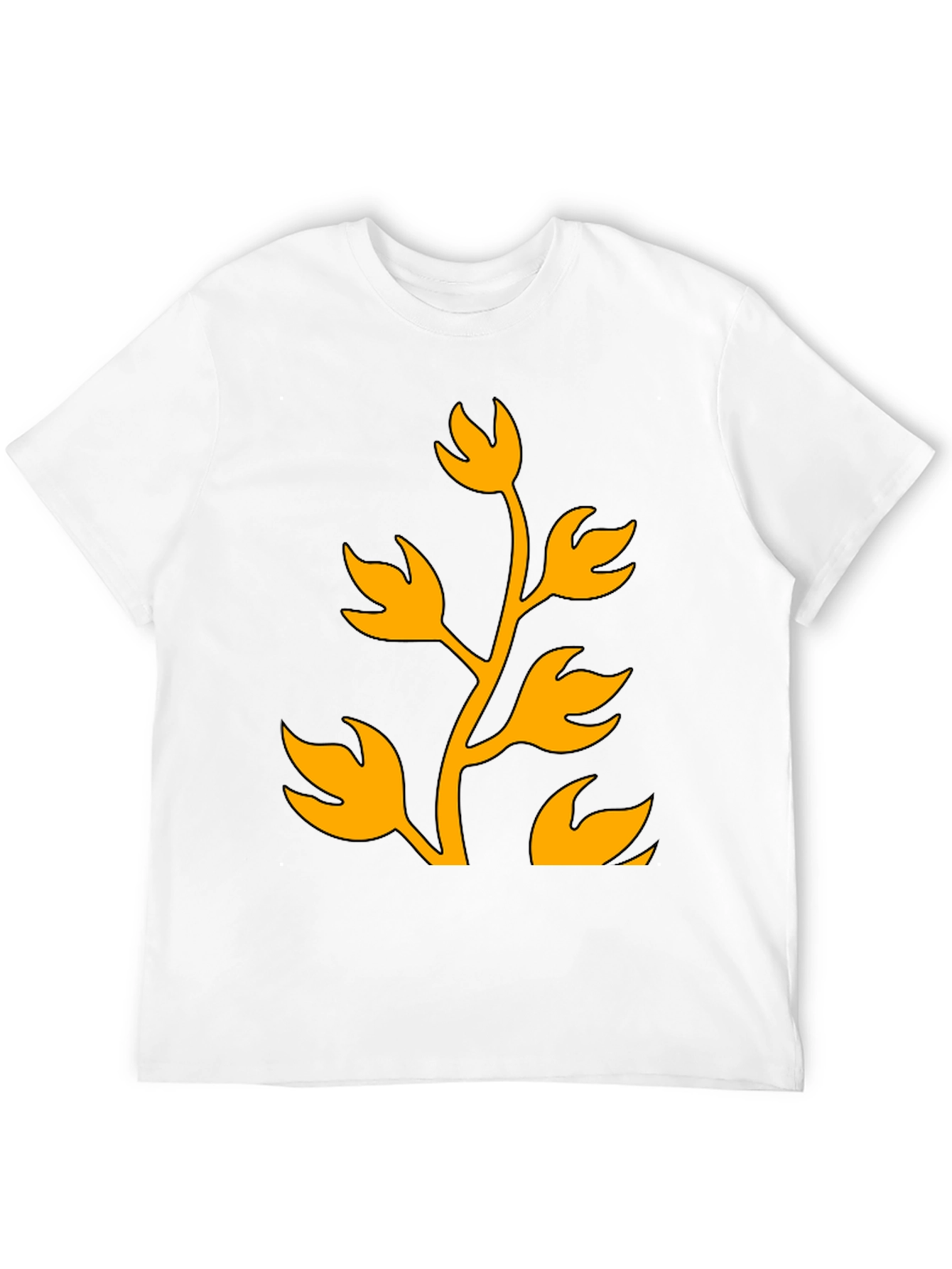 Black T-Shirt with Abstract Plant Graphic