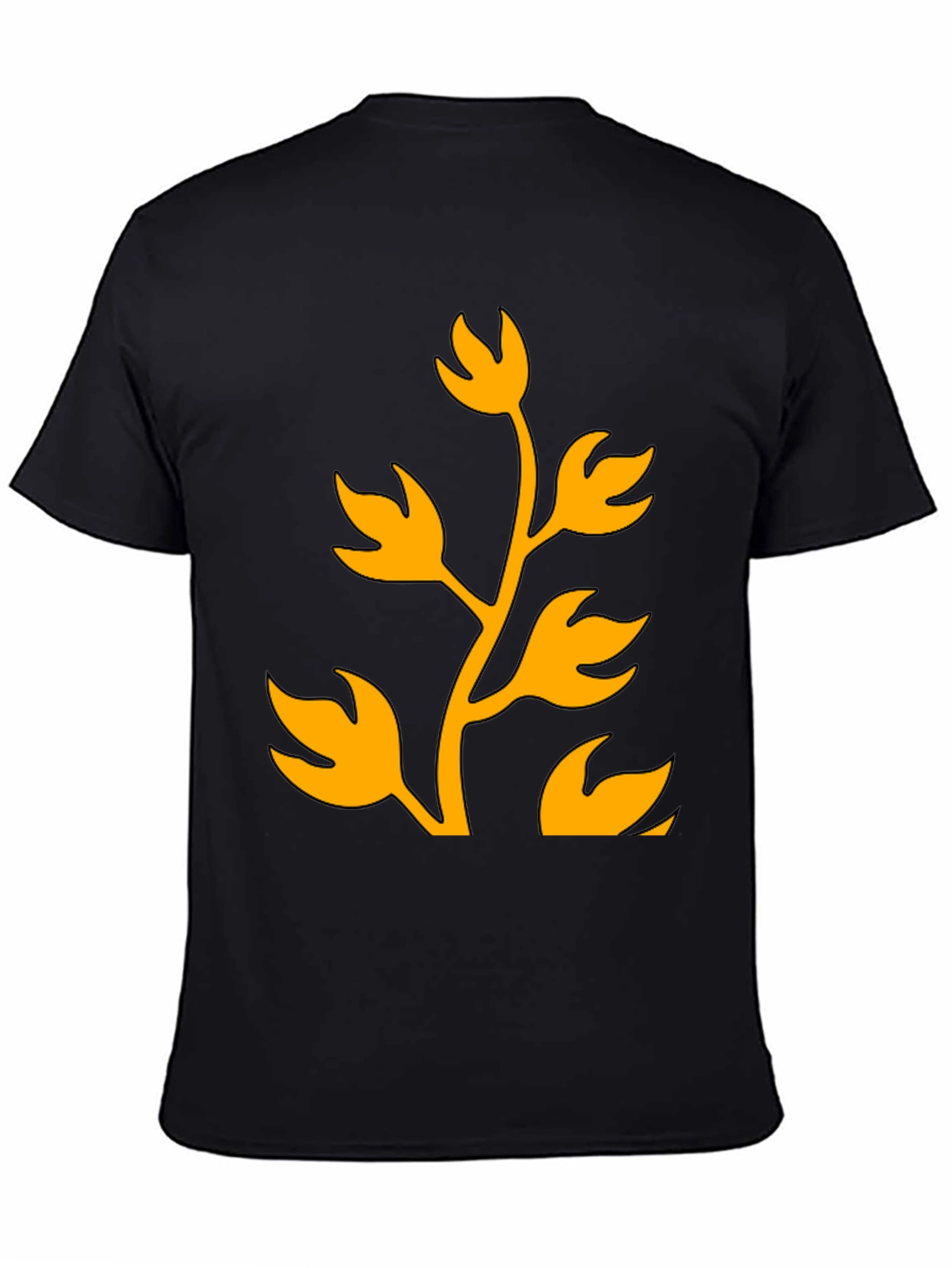 Black T-Shirt with Abstract Plant Graphic