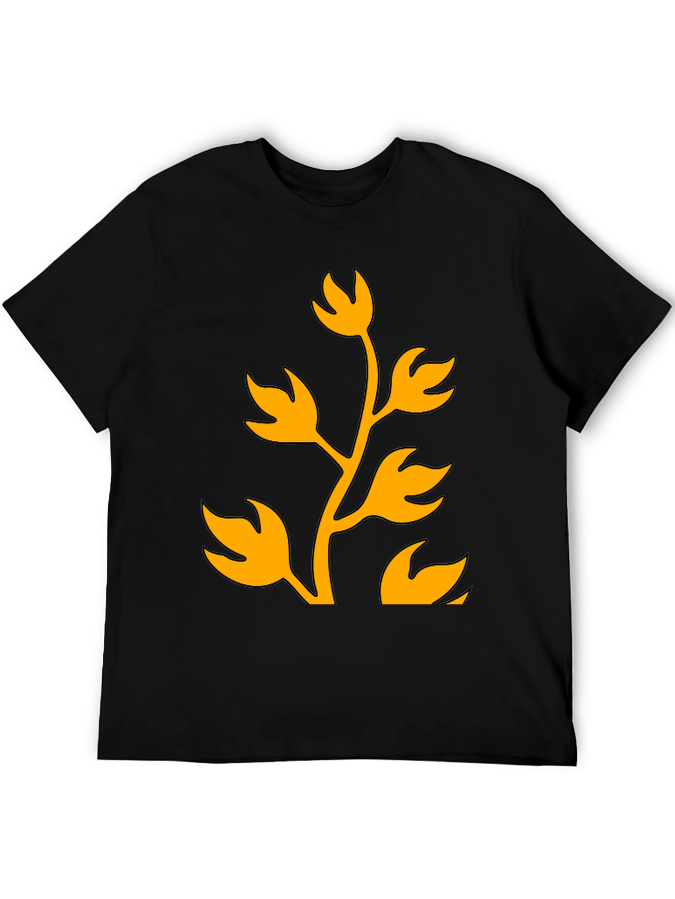 Black T-Shirt with Abstract Plant Graphic