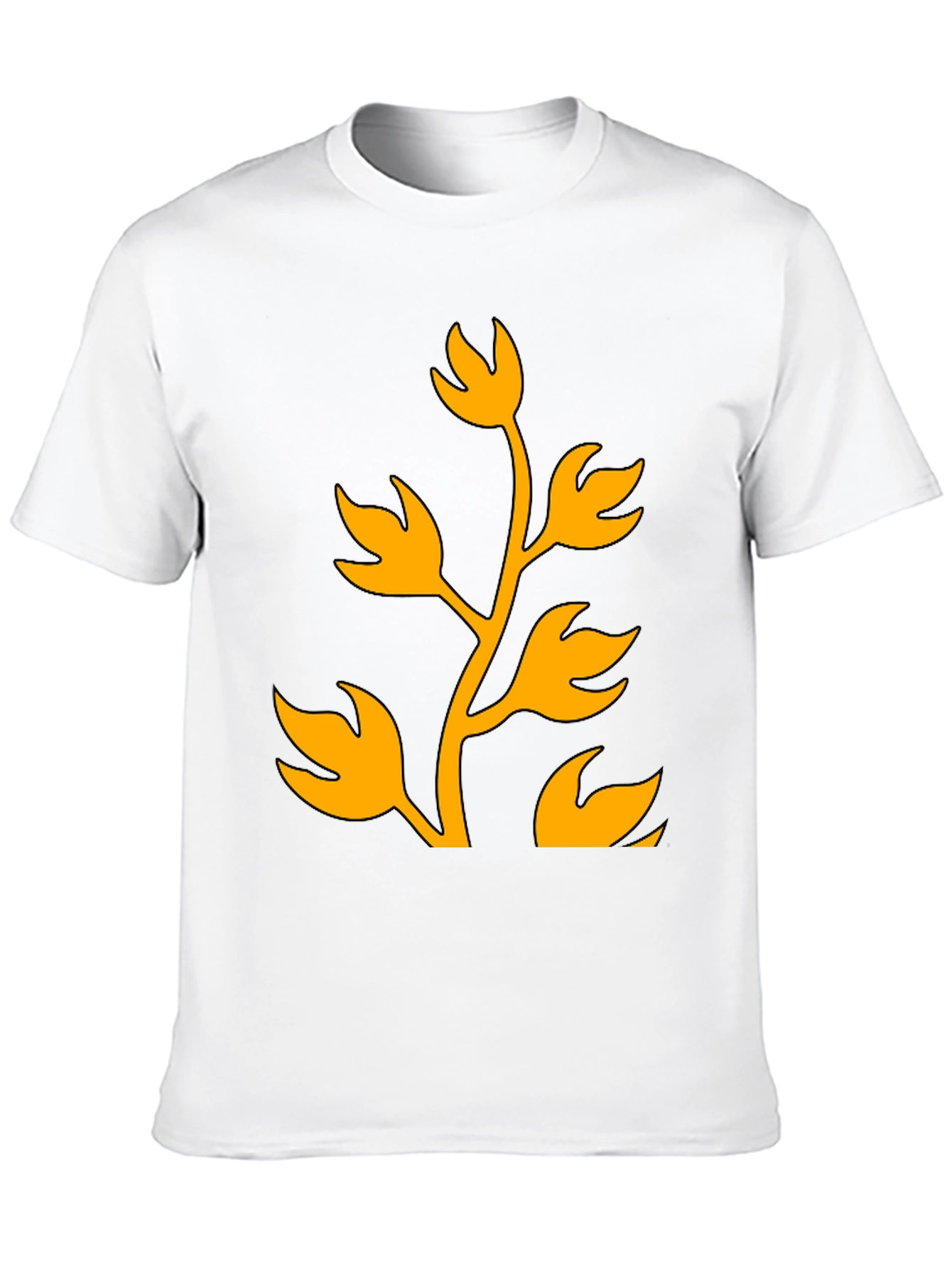 Black T-Shirt with Abstract Plant Graphic