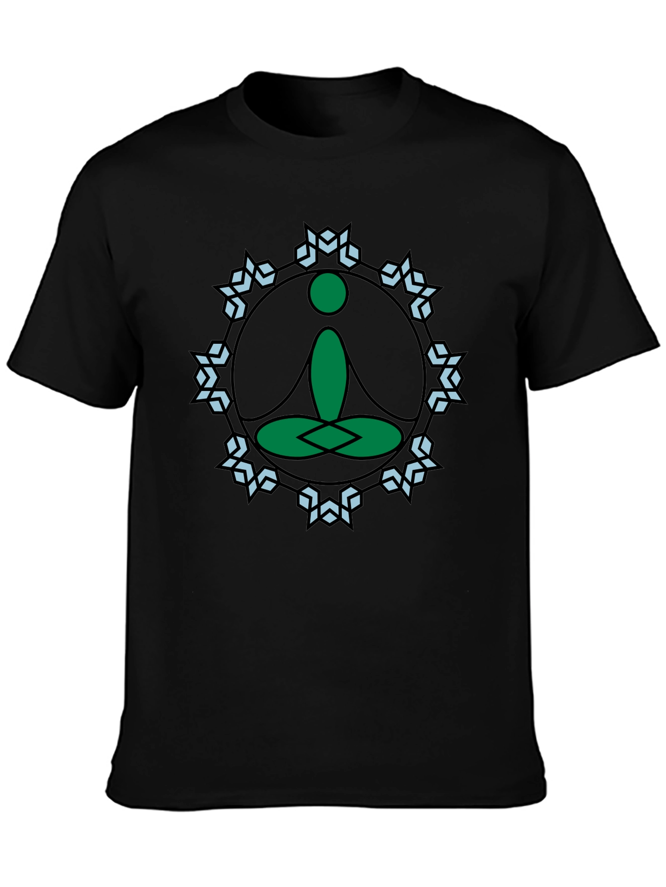 Meditate Tee: Green Lotus Position Graphic