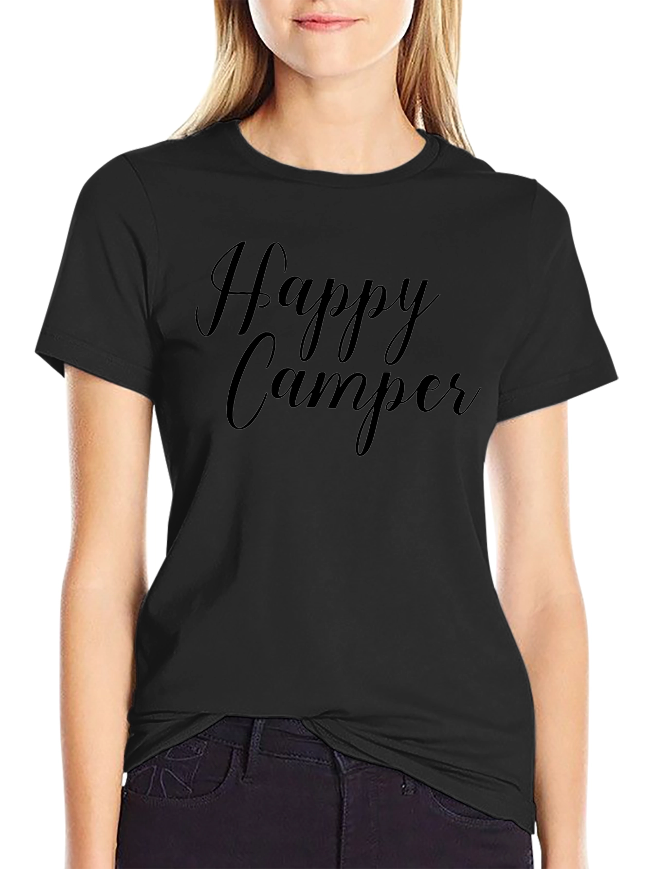 Happy Camper Black Graphic T-Shirt