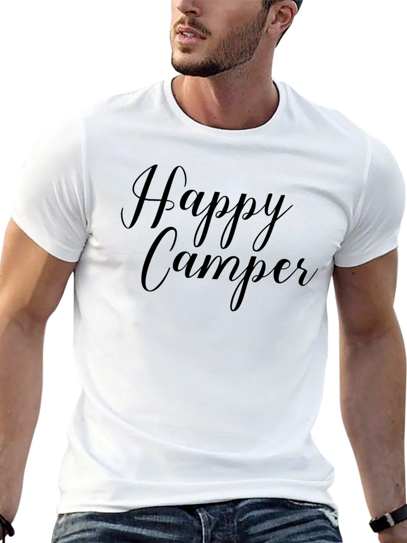 Happy Camper Black Graphic T-Shirt