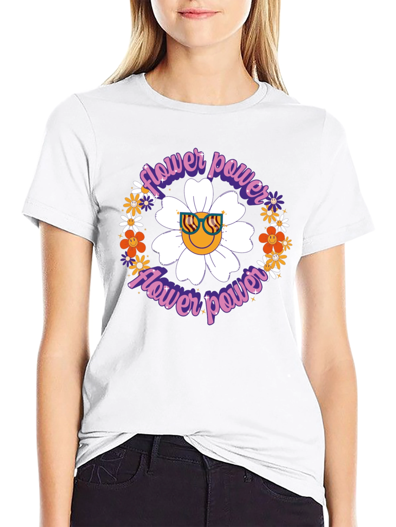 Flower Power Graphic T-Shirt - Retro Style