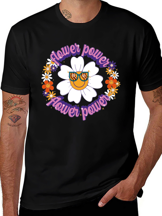 Flower Power Graphic T-Shirt - Retro Style
