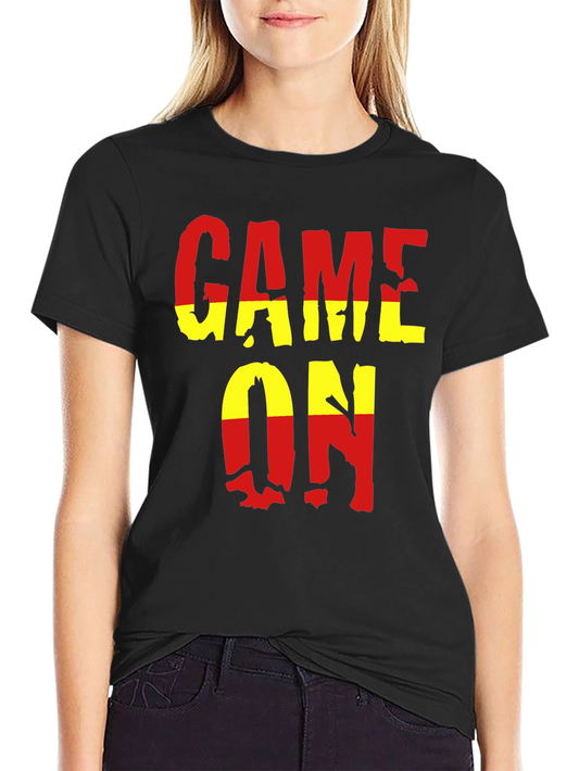 Game On Graphic Tee - Bold Red & Yellow Design