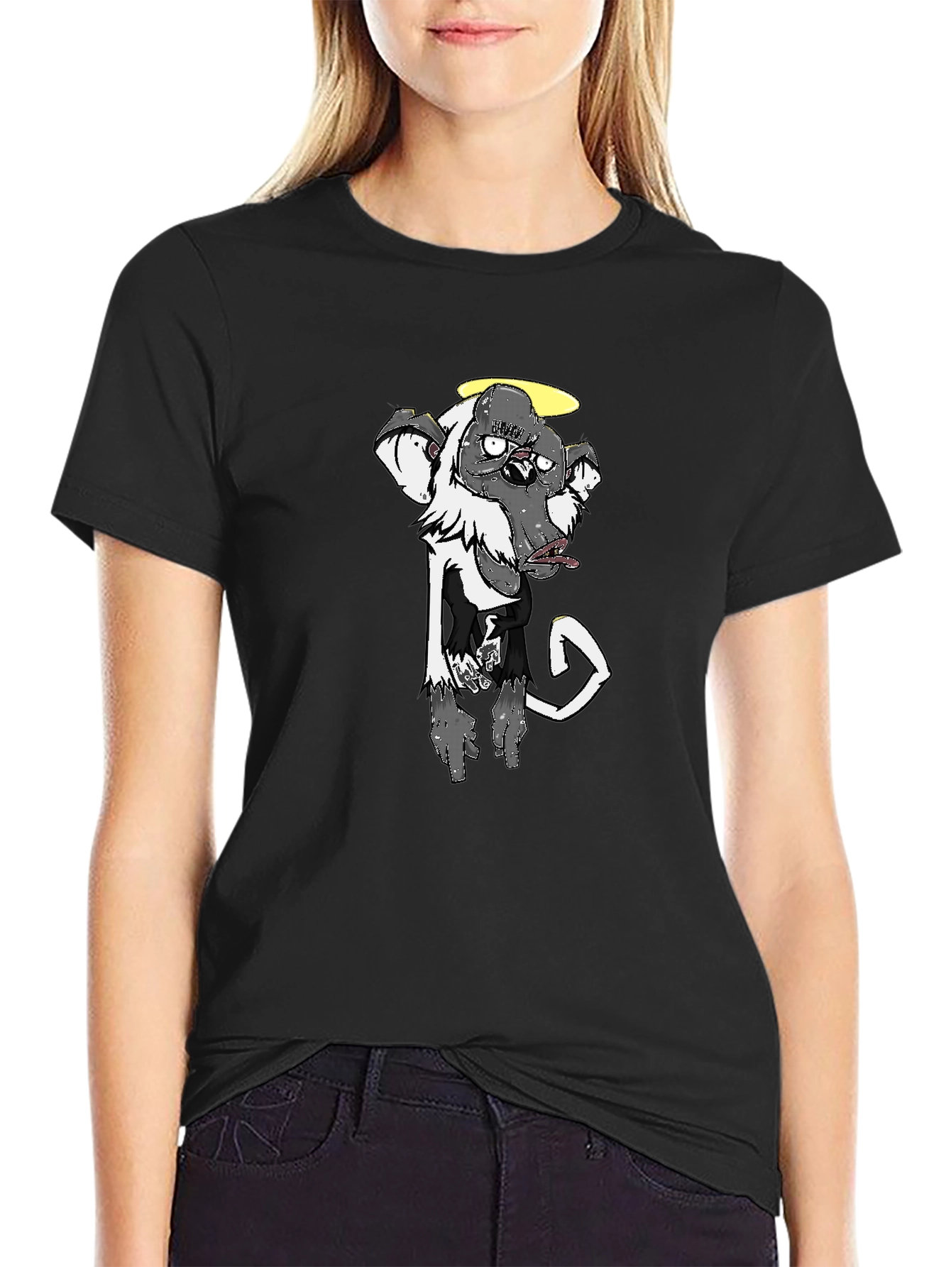 Cool Graphic Tee - Monkey with Halo - Black