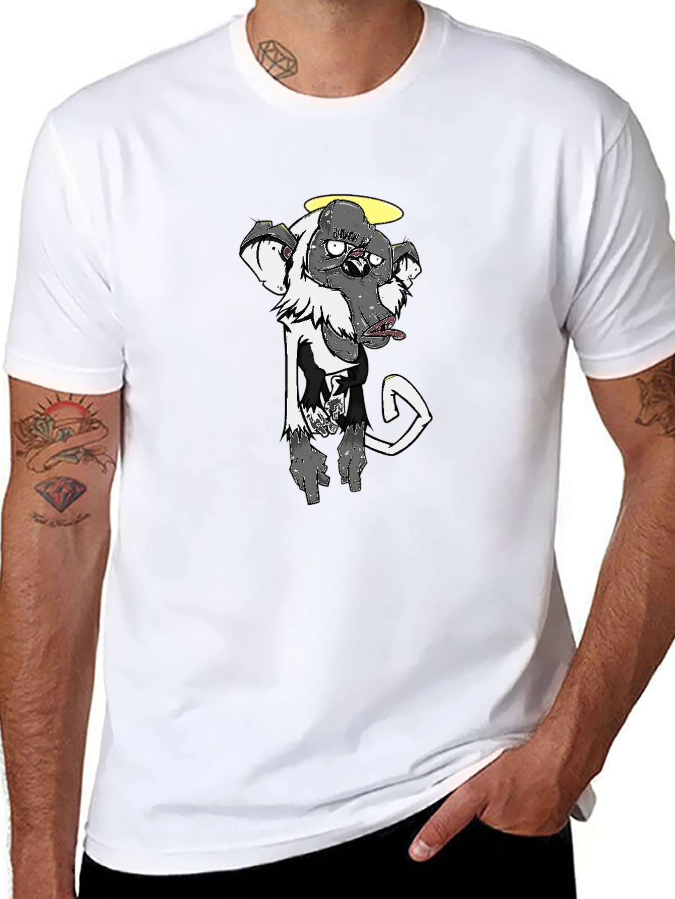 Cool Graphic Tee - Monkey with Halo - Black