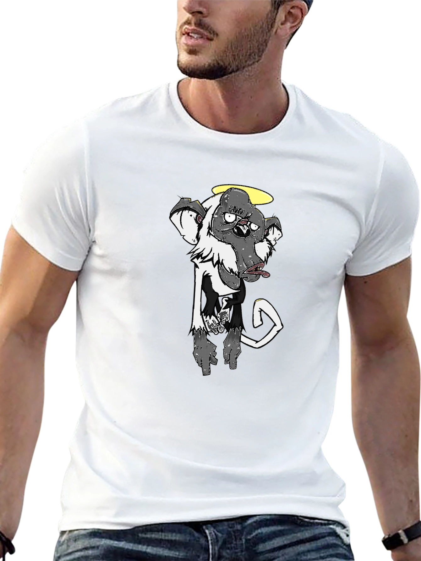 Cool Graphic Tee - Monkey with Halo - Black