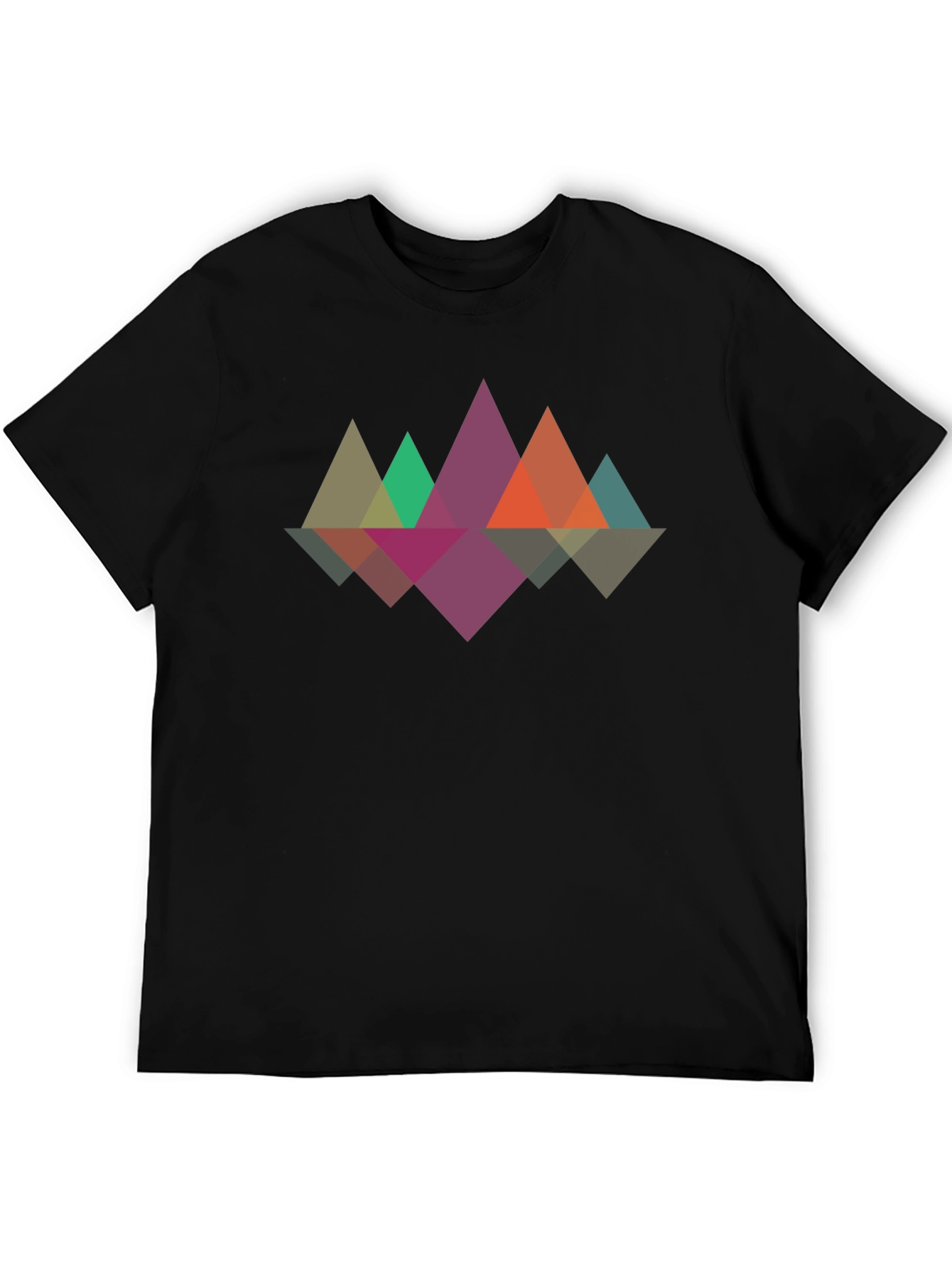 Geometric Mountain Reflection Graphic Tee - Black