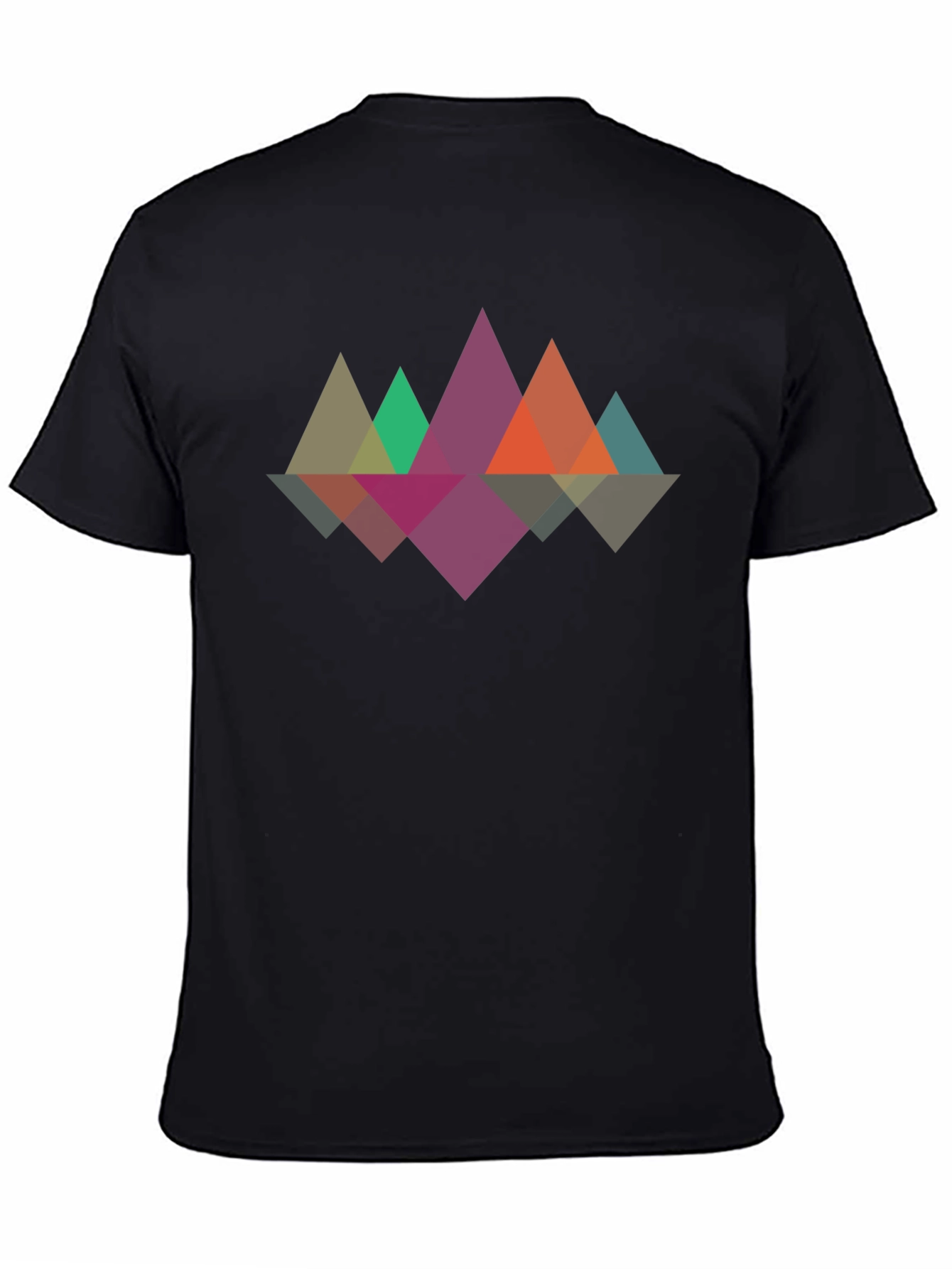 Geometric Mountain Reflection Graphic Tee - Black