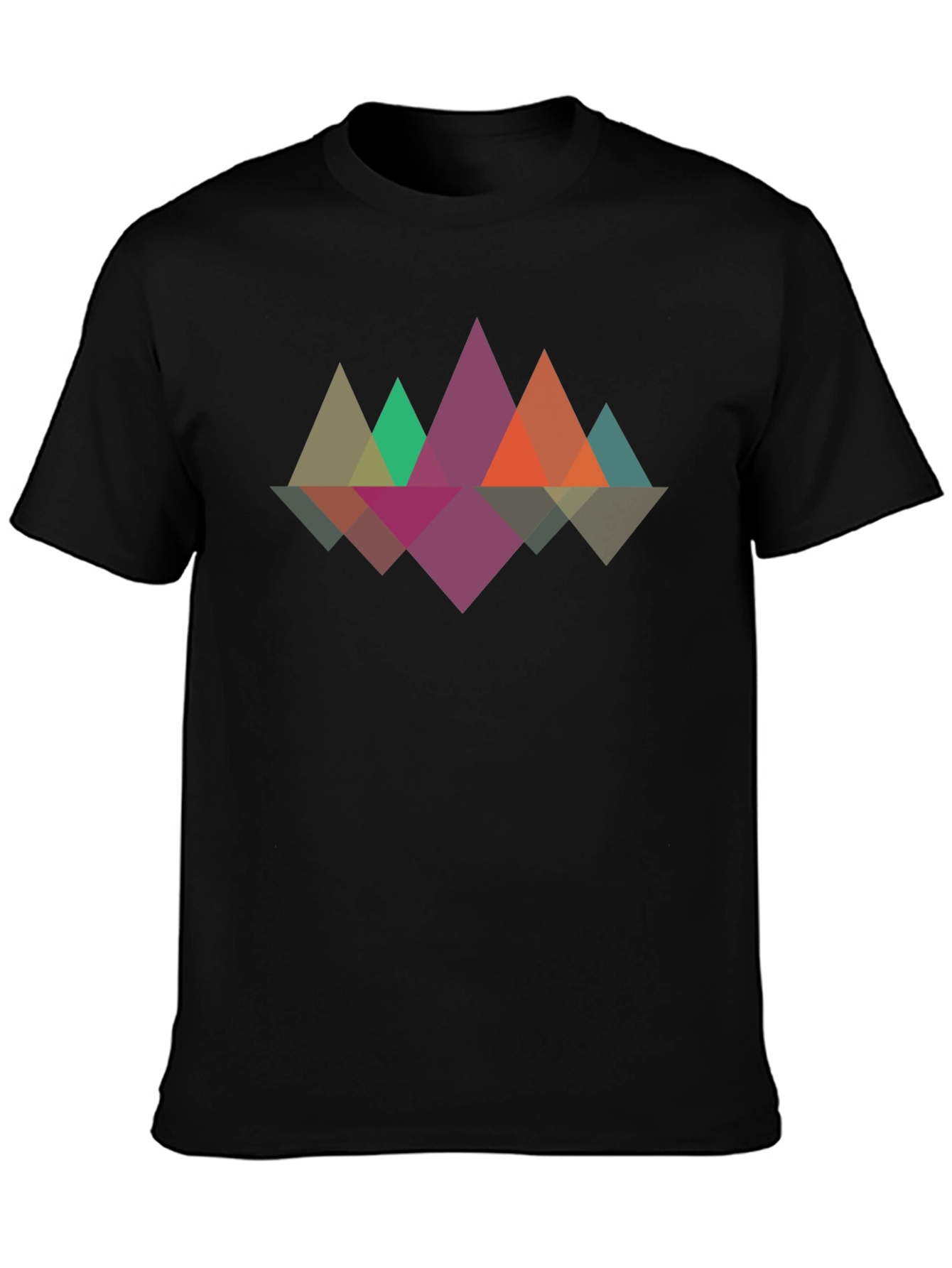 Geometric Mountain Reflection Graphic Tee - Black