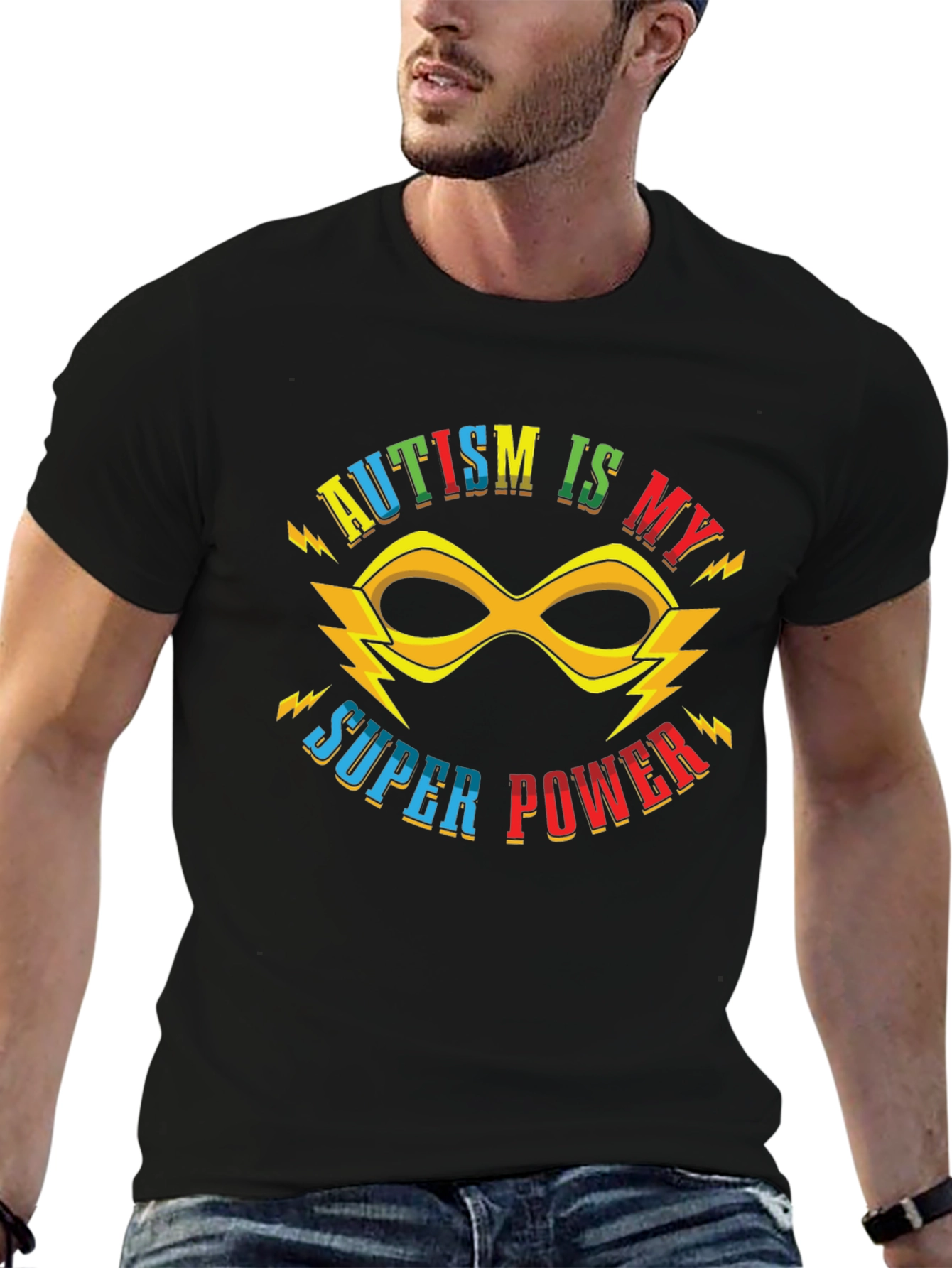 Autism is My Super Power Black T-Shirt