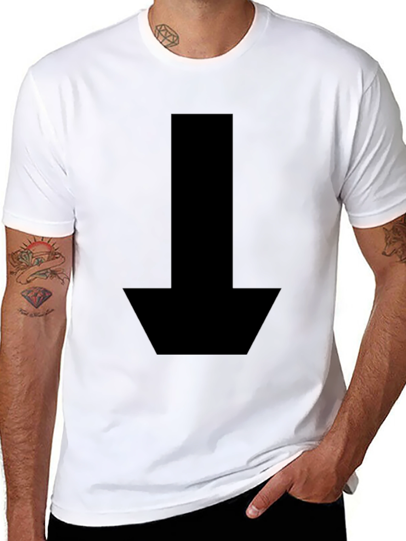 Down Arrow Graphic Tee - Casual Black Shirt