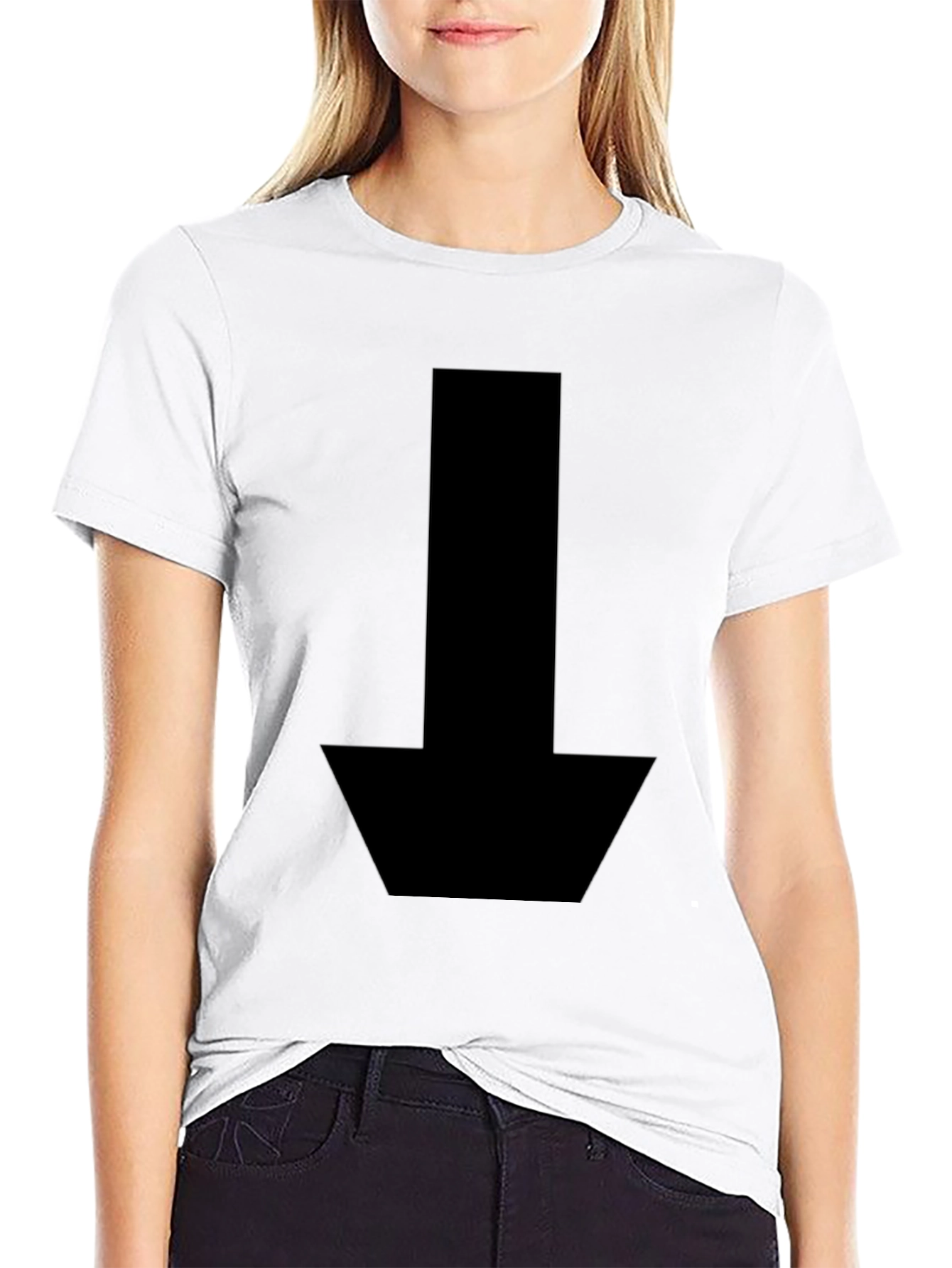 Down Arrow Graphic Tee - Casual Black Shirt