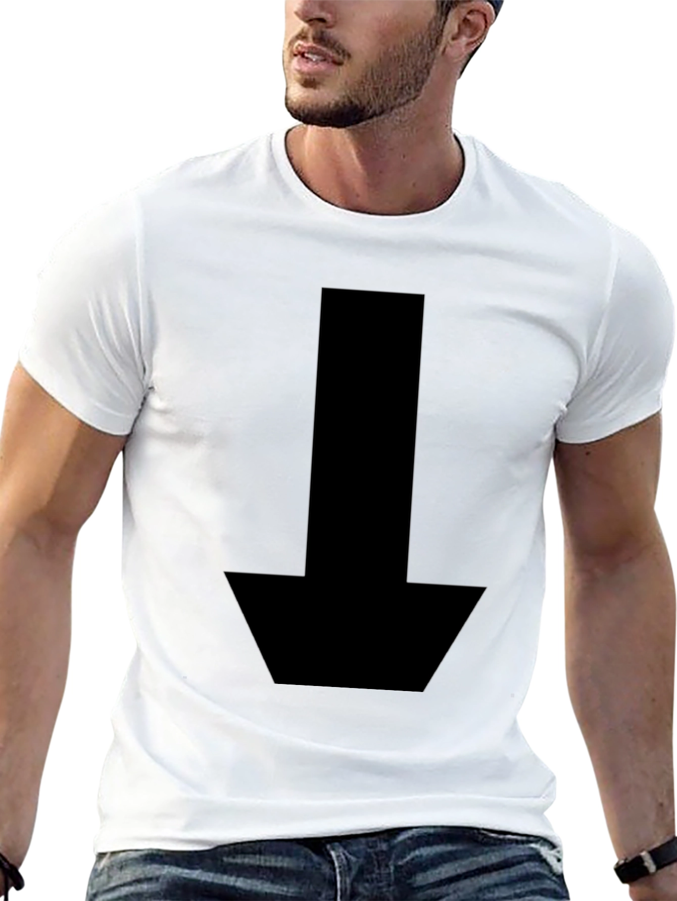Down Arrow Graphic Tee - Casual Black Shirt