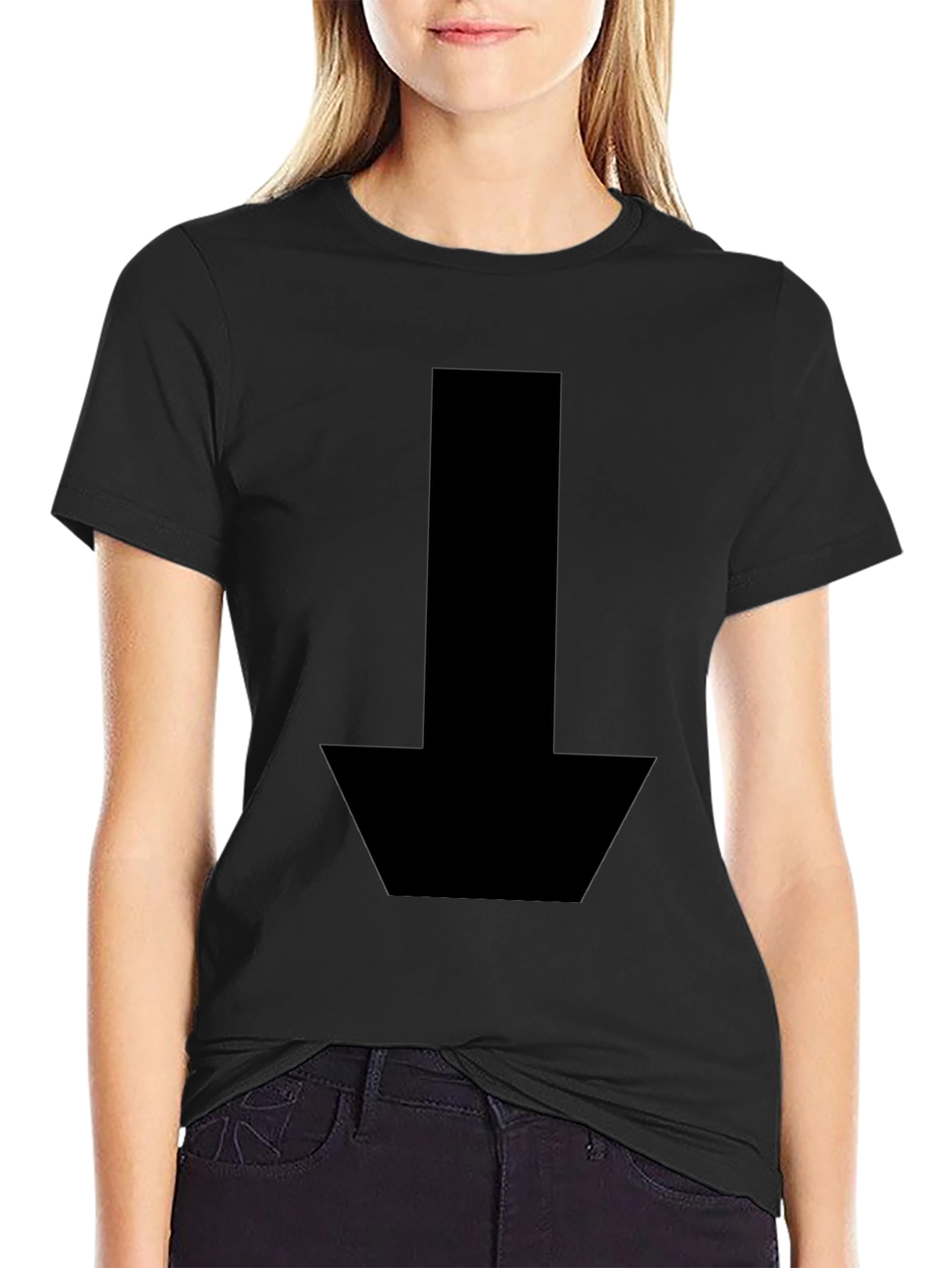 Down Arrow Graphic Tee - Casual Black Shirt